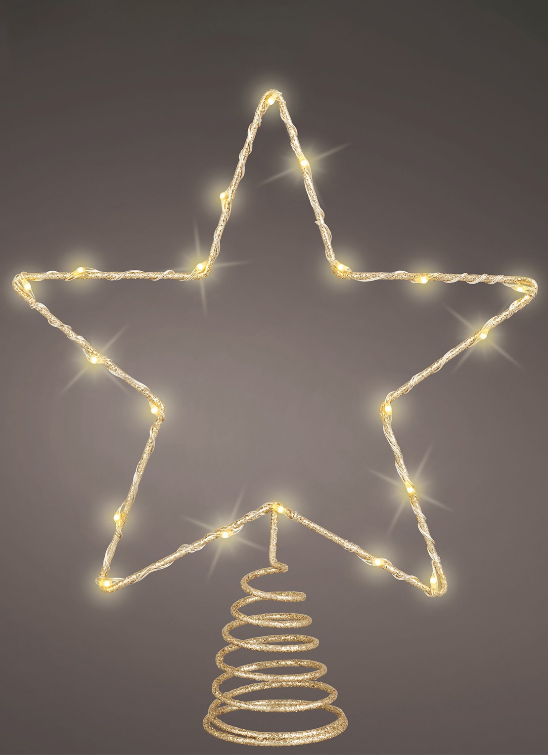 Lumineo Ster piek met LED verlichting 27 cm - voorkant goud