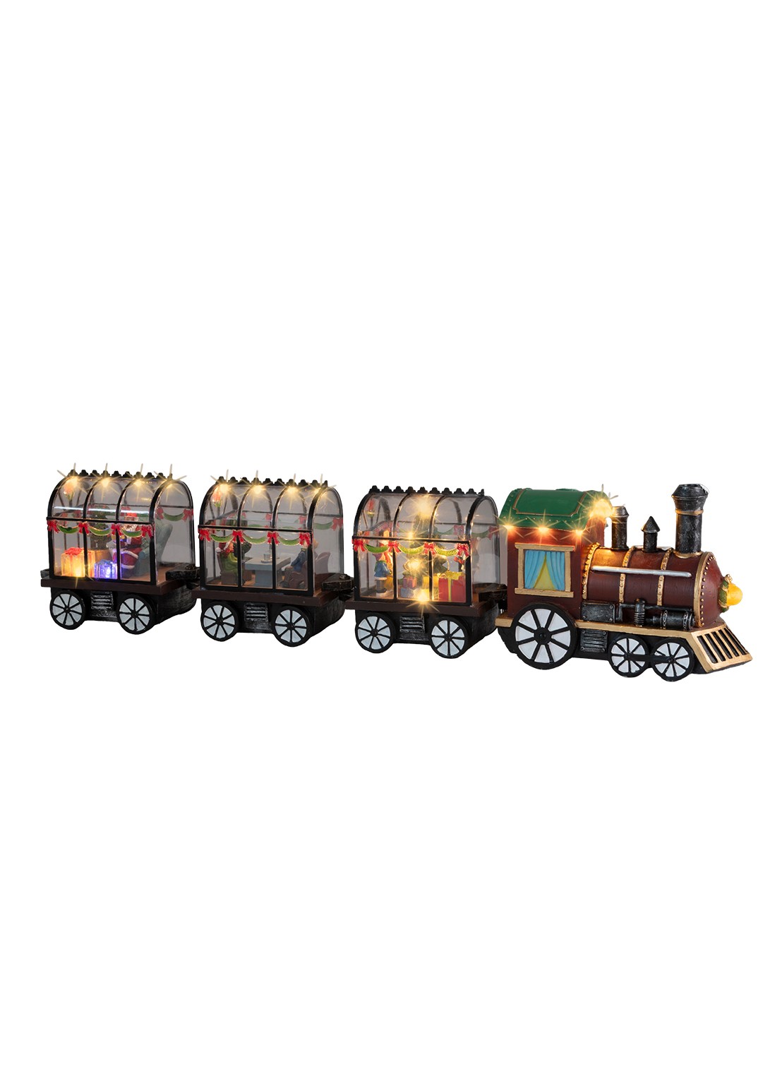 Lumineo Trein met LED verlichting 59 cm - voorkant bruin