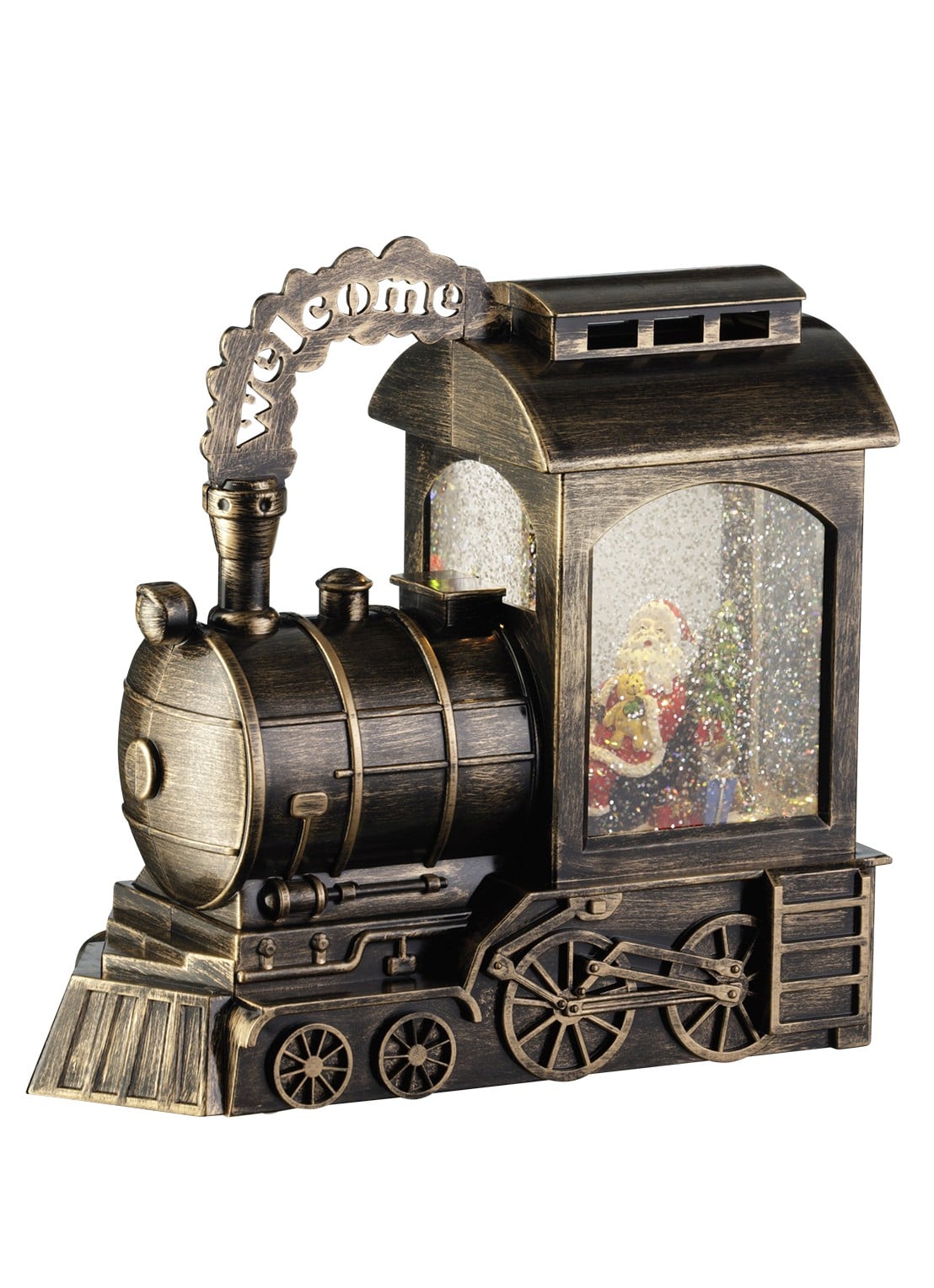 Lumineo Waterspinner trein ornament 23 cm - voorkant goud