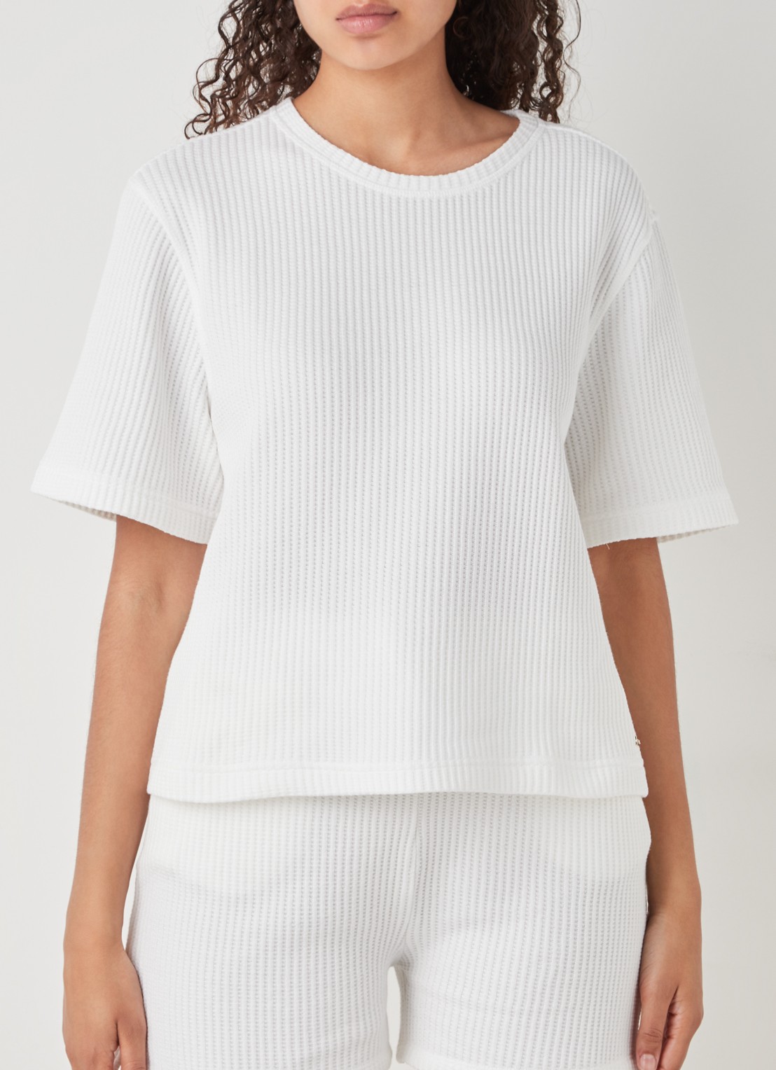 Lune Active Ella T-shirt van biologisch katoen met structuur - detail wit