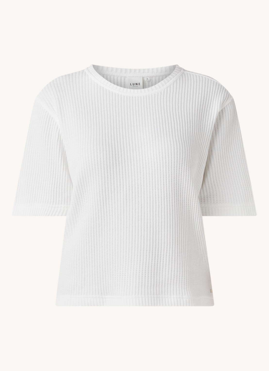 Lune Active Ella T-shirt van biologisch katoen met structuur - voorkant 2 wit