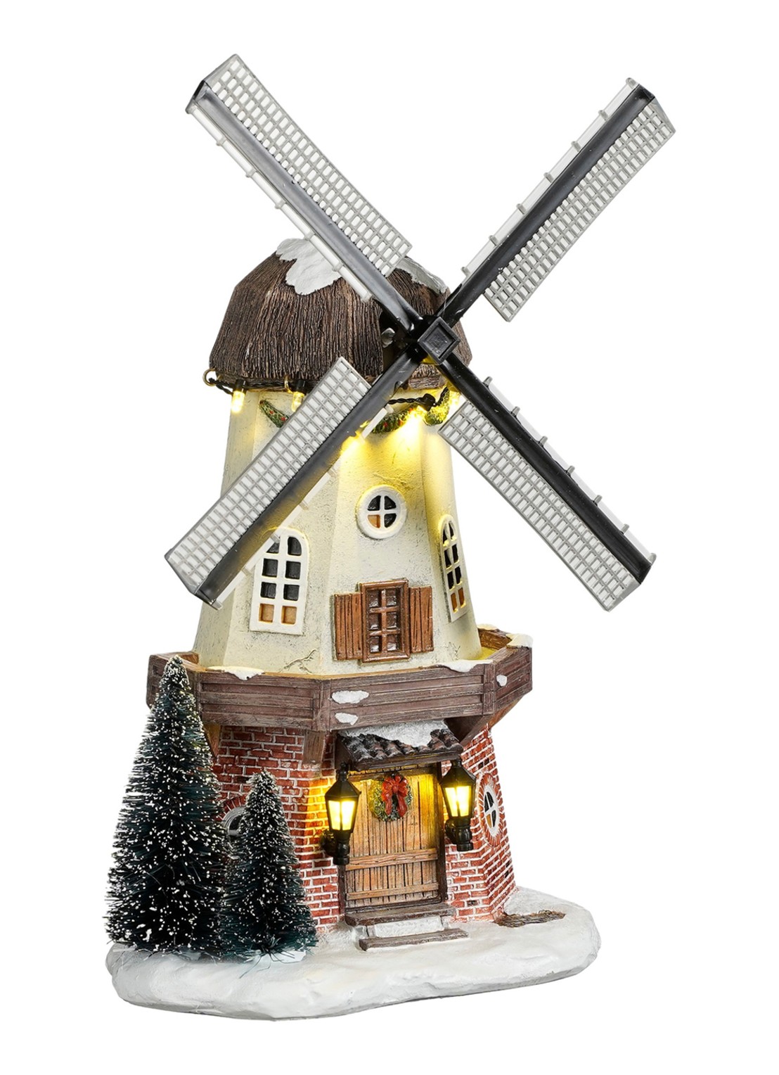 Luville Collectables Windmolen met verlichting 27 cm - voorkant bruin