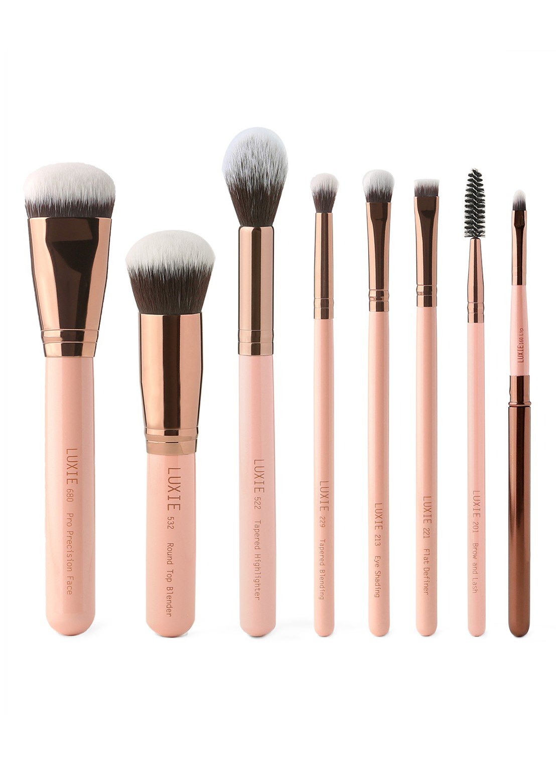 Luxie Beauty Complete Face Brush - make-up kwastenset - voorkant pink