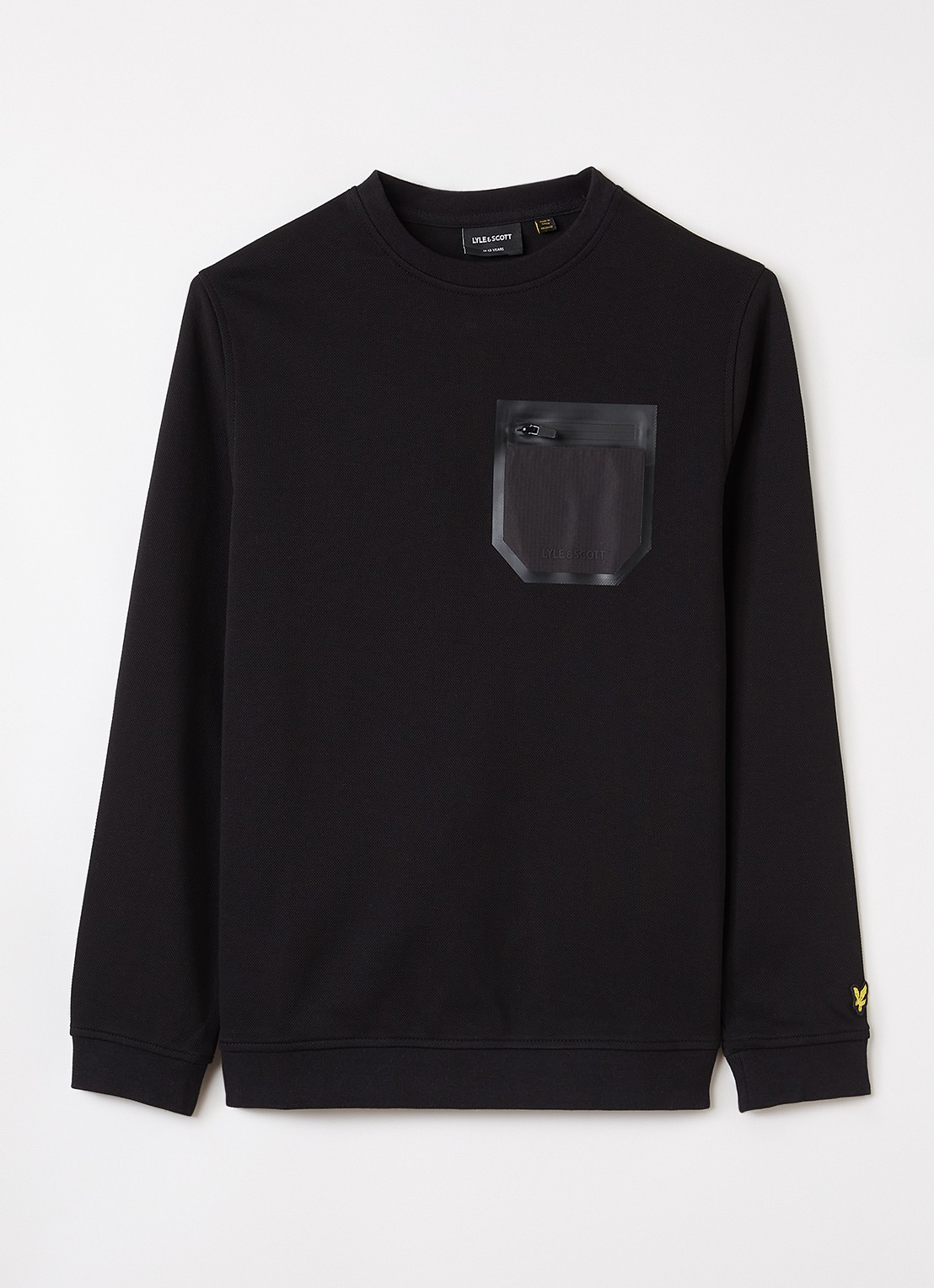 Lyle & Scott Bonded sweater met borstzak - voorkant 2 zwart