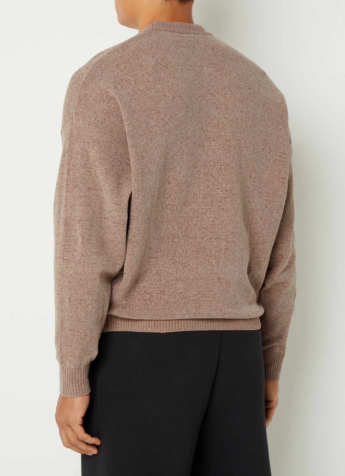 Lyle & Scott Chenille pullover van badstof - achterkant 2 donkerbeige