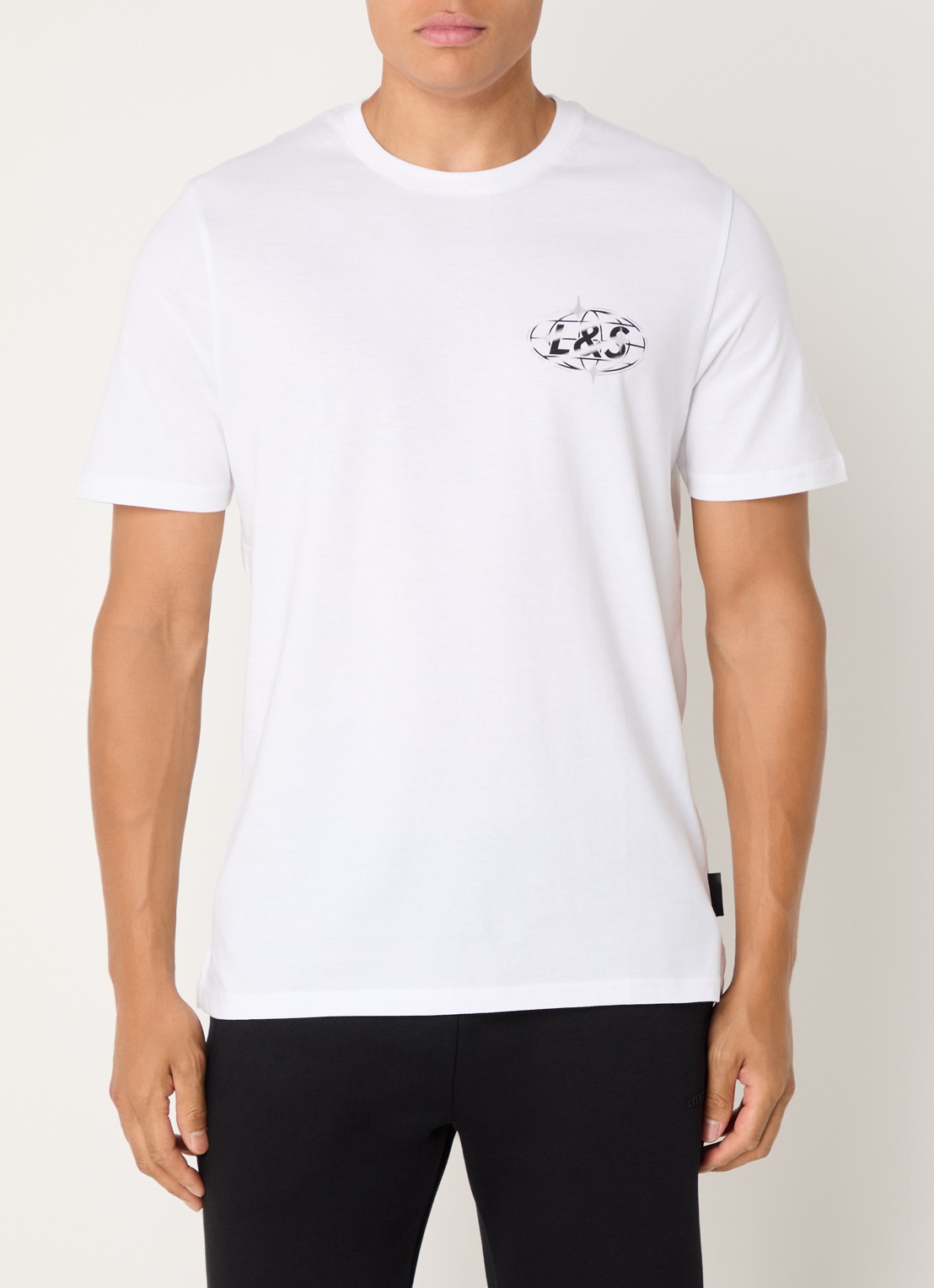 Lyle & Scott Chrome T-shirt met logo- en backprint - achterkant wit