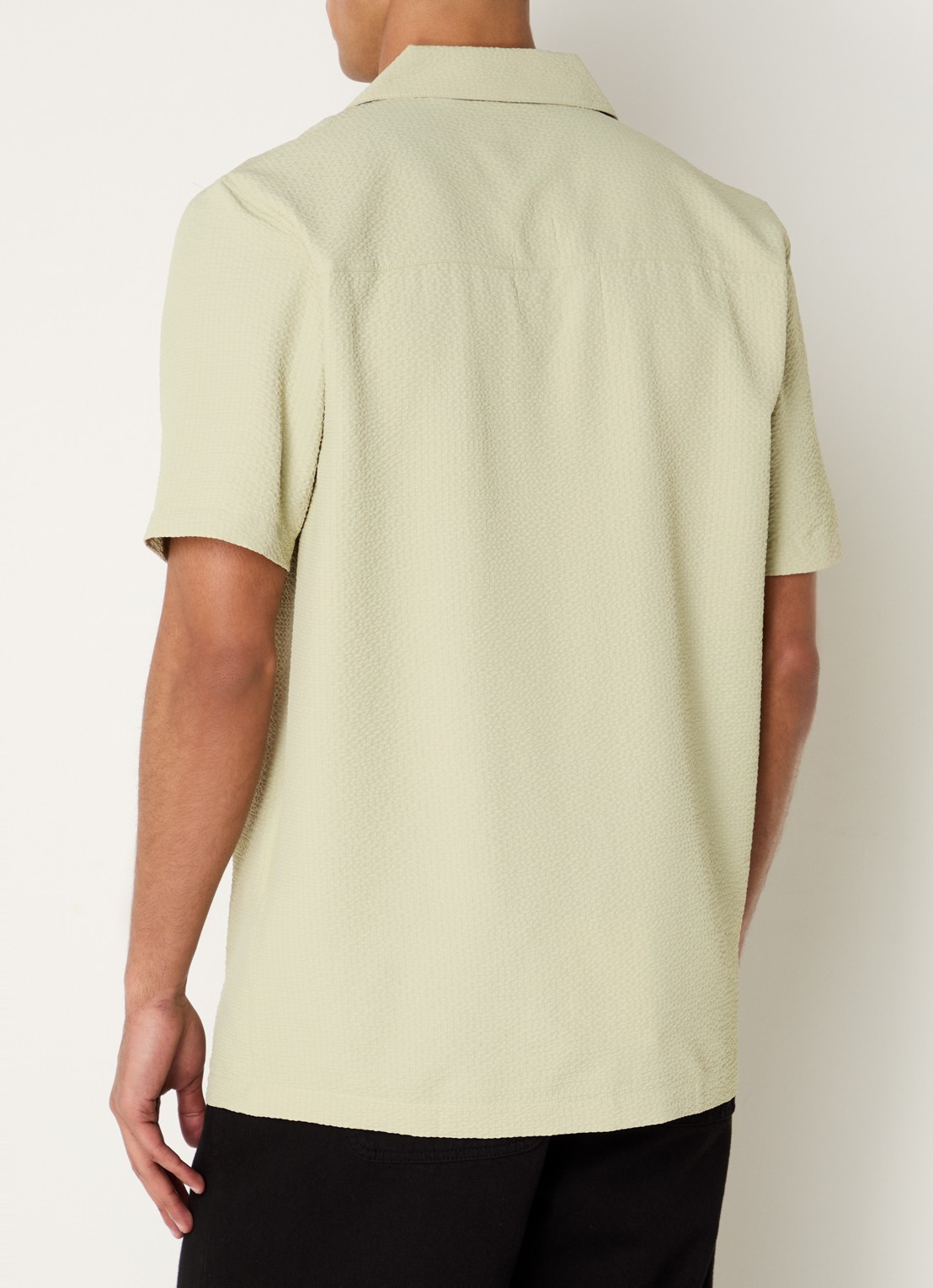 Lyle & Scott Crinkle Resort regular fit overhemd met borstzak - achterkant 2 beige