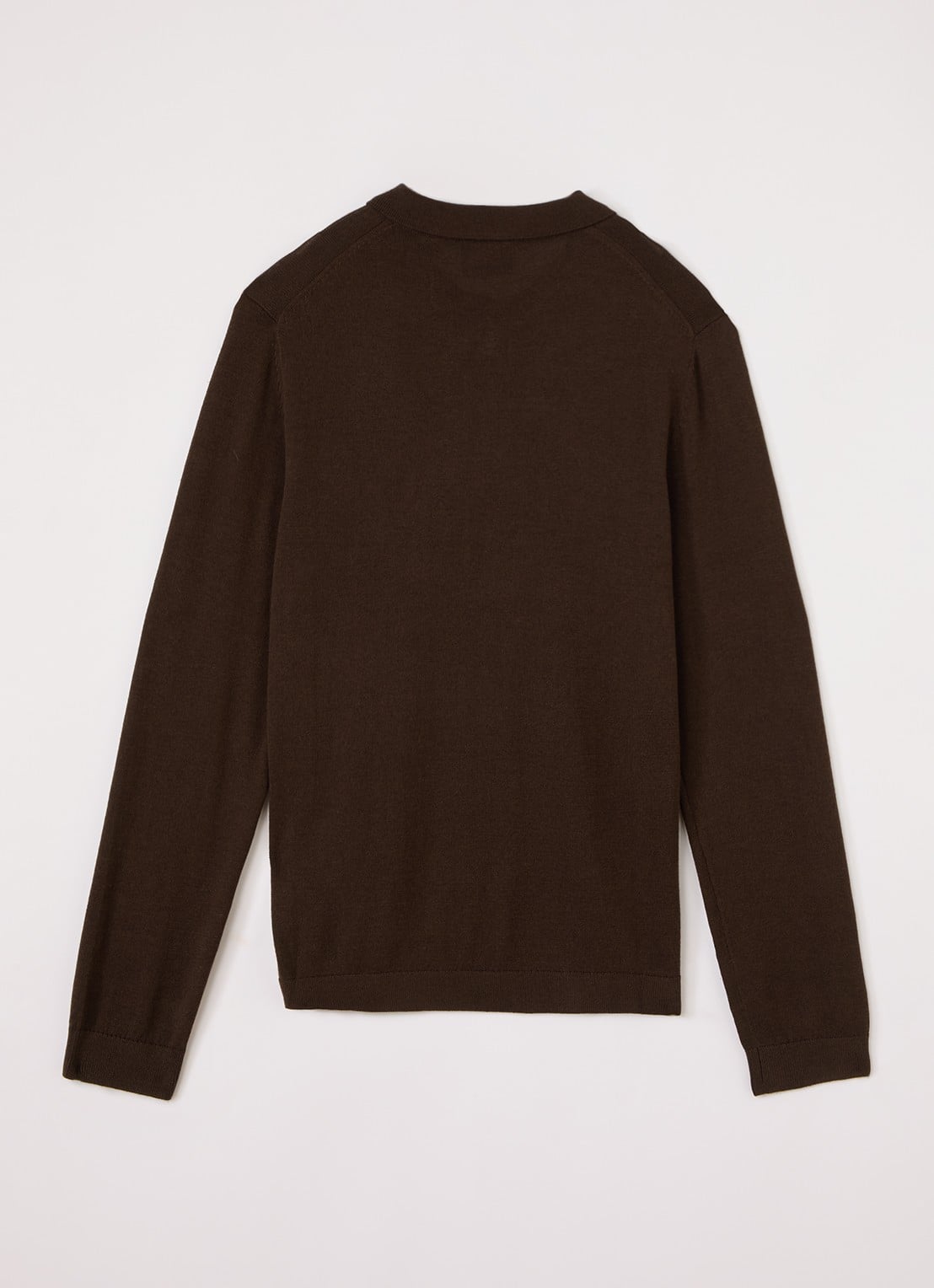 Lyle & Scott Fijngebreide polo met logo - voorkant 3 donkerbruin