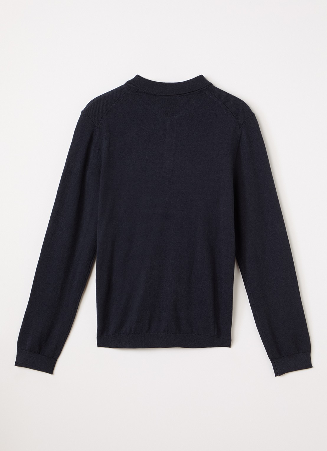 Lyle & Scott Fijngebreide polo met logo - voorkant 2 donkerblauw
