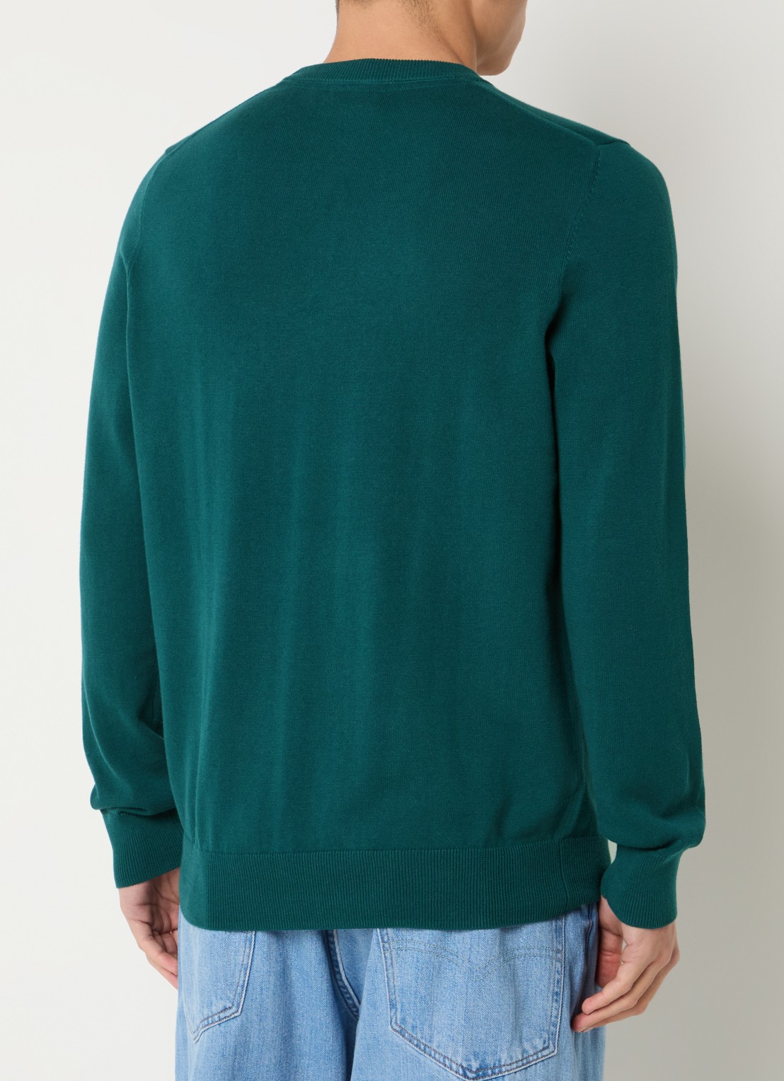 Lyle & Scott Fijngebreide pullover met logo - achterkant 3 donkergroen