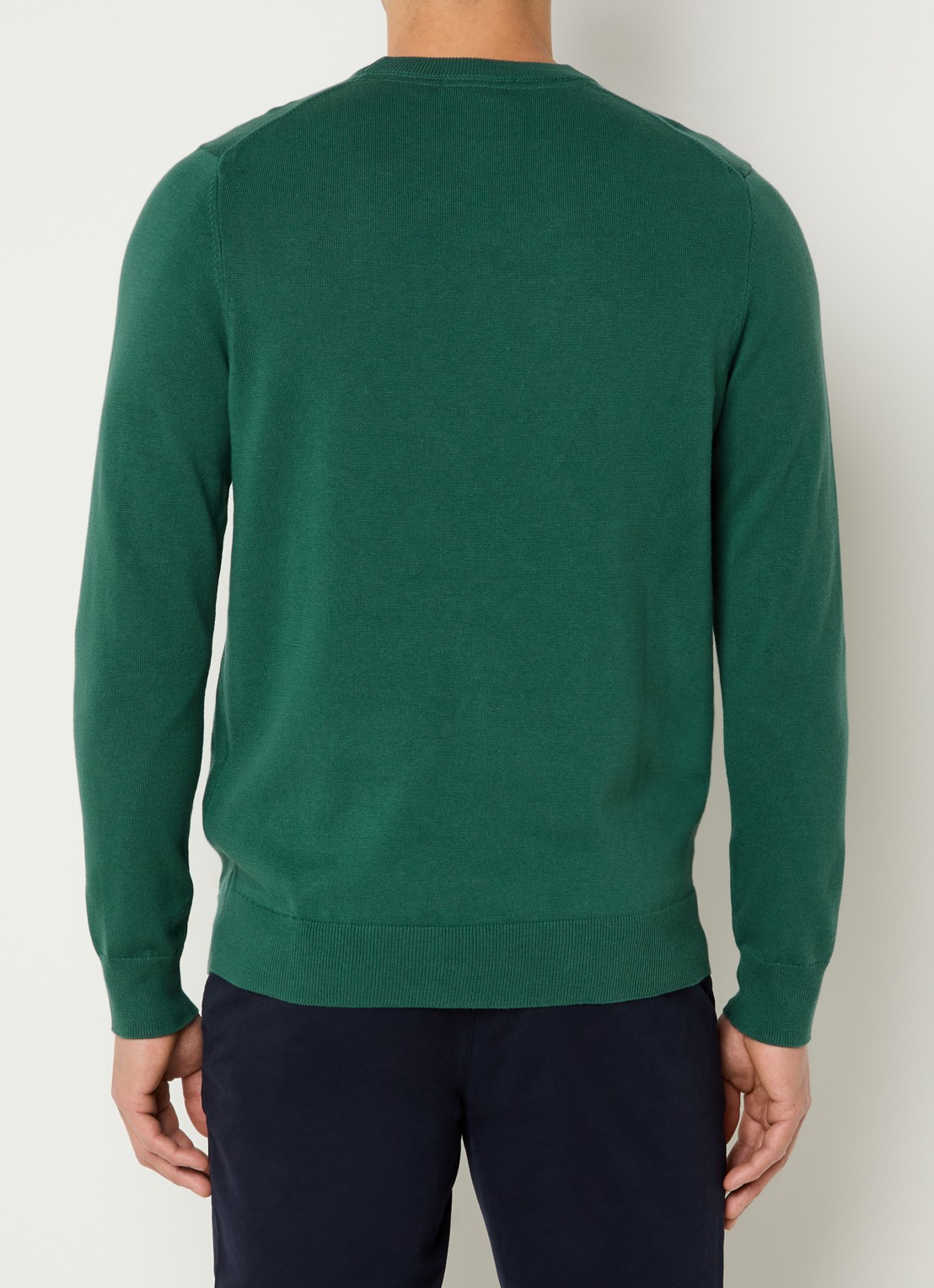 Lyle & Scott Fijngebreide pullover met logo - achterkant 2 donkergroen