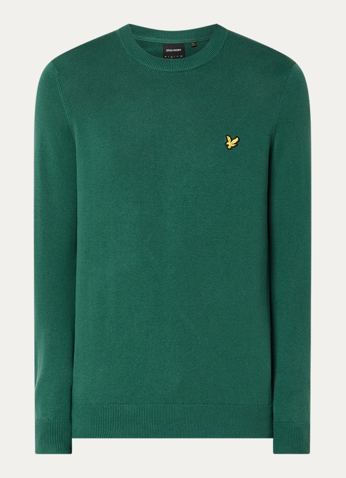 Lyle & Scott Fijngebreide pullover met logo - voorkant 3 donkergroen