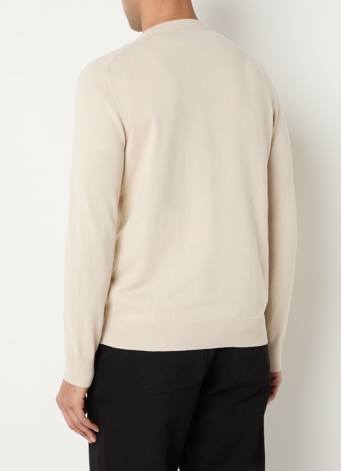 Lyle & Scott Fijngebreide pullover met logo - achterkant beige