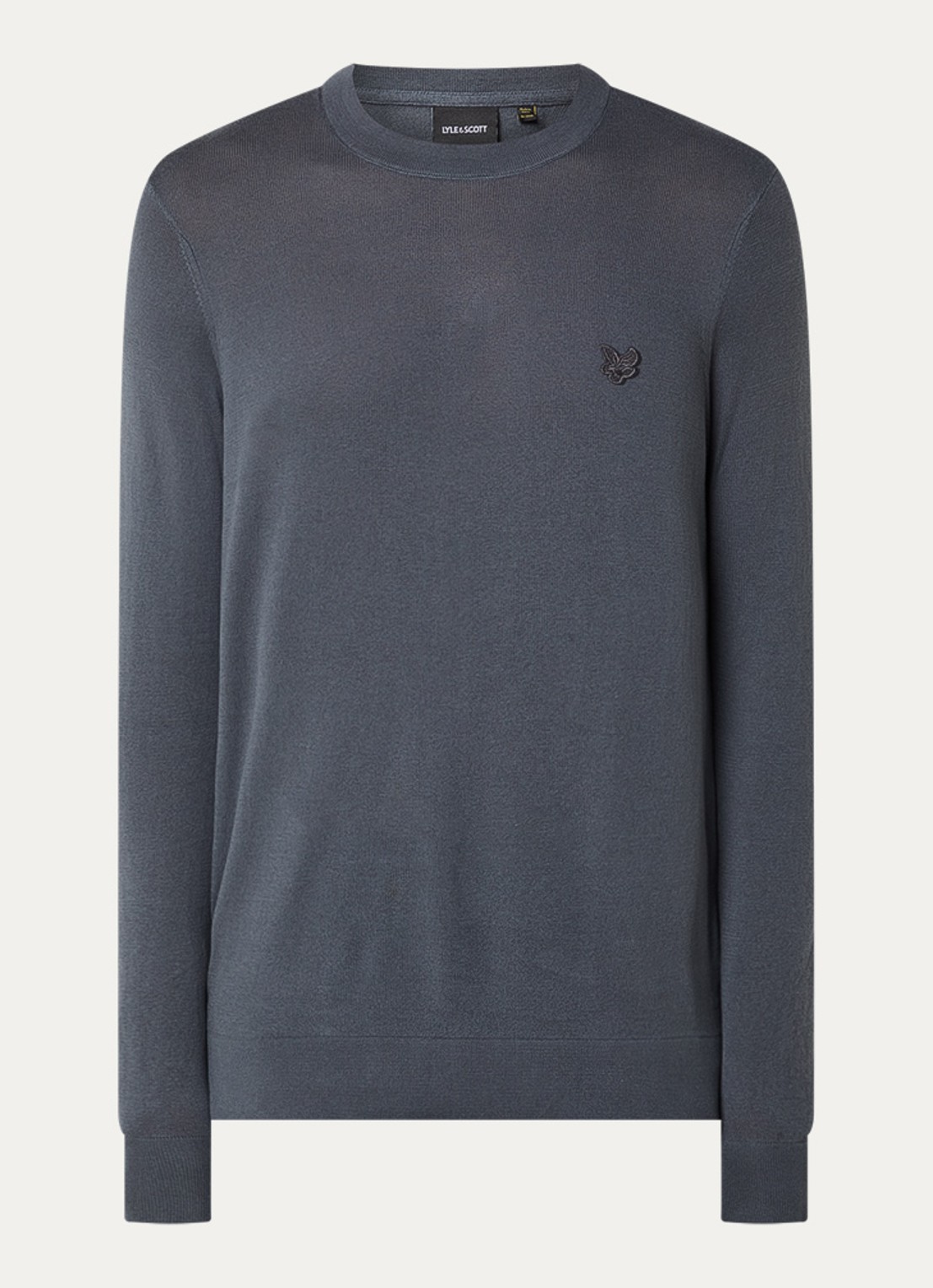 Lyle & Scott Fijngebreide pullover met logoborduring - voorkant 2 grijs