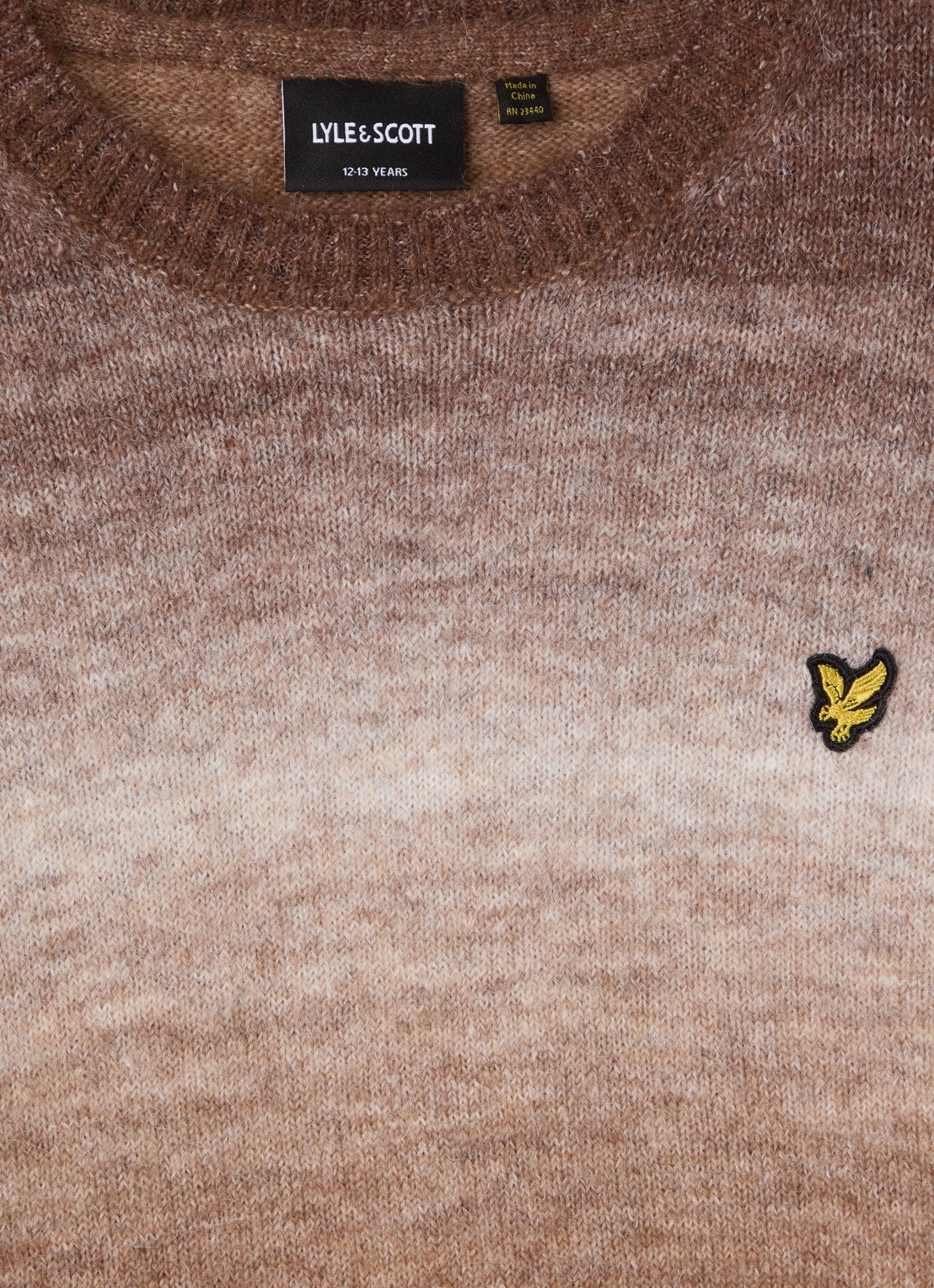 Lyle & Scott Fijngebreide trui in wolblend - detail 3 bruin