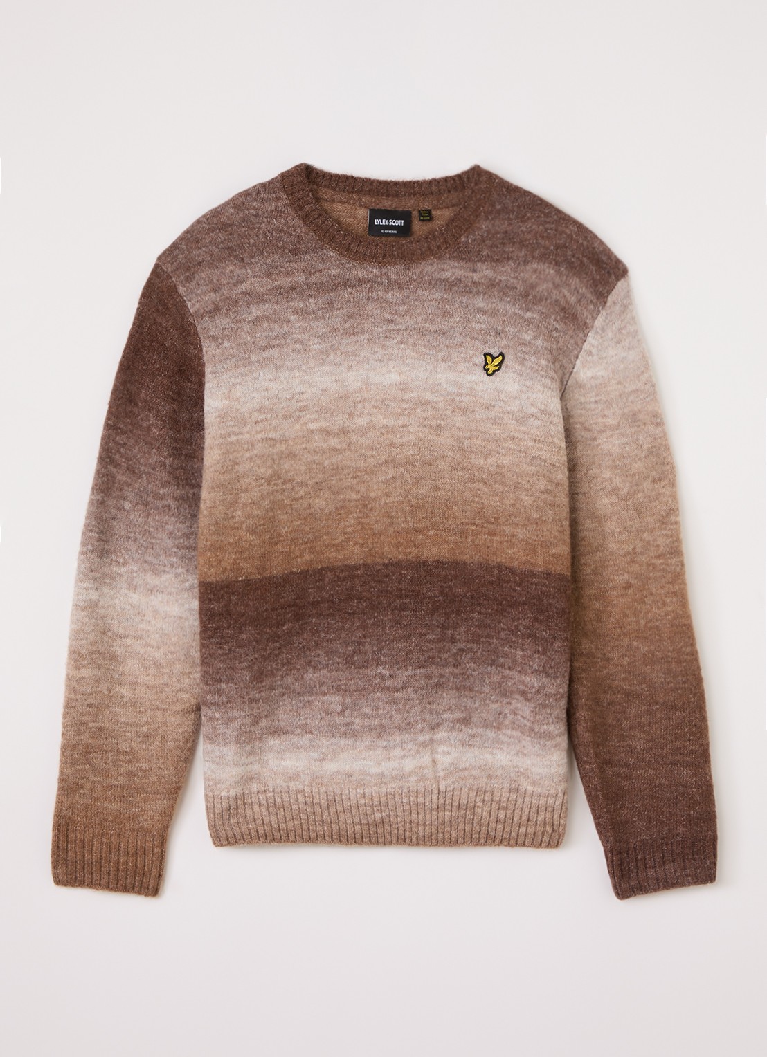 Lyle & Scott Fijngebreide trui in wolblend - voorkant bruin