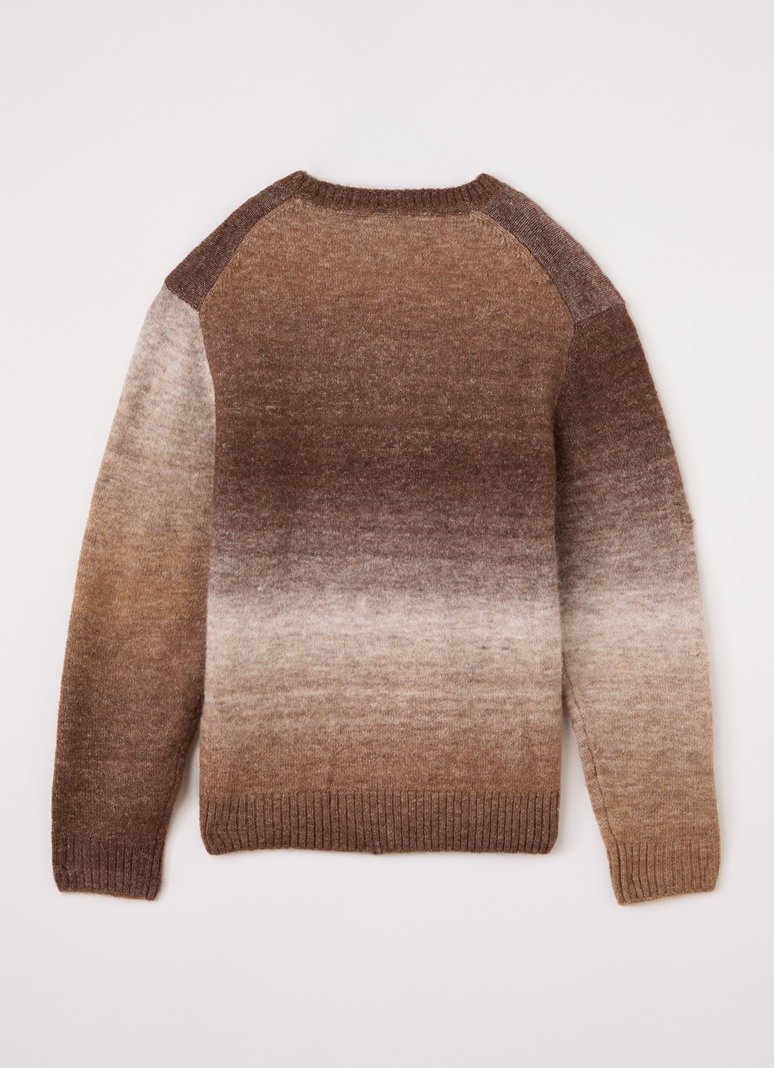 Lyle & Scott Fijngebreide trui in wolblend - voorkant 2 bruin
