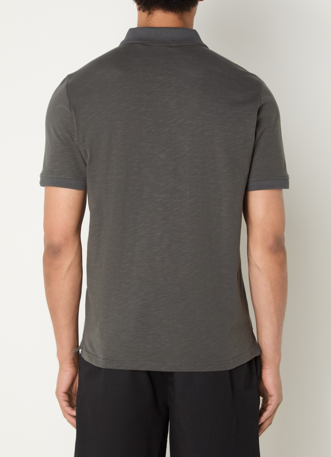 Lyle & Scott Fine Slub regular fit polo met logo - achterkant antraciet