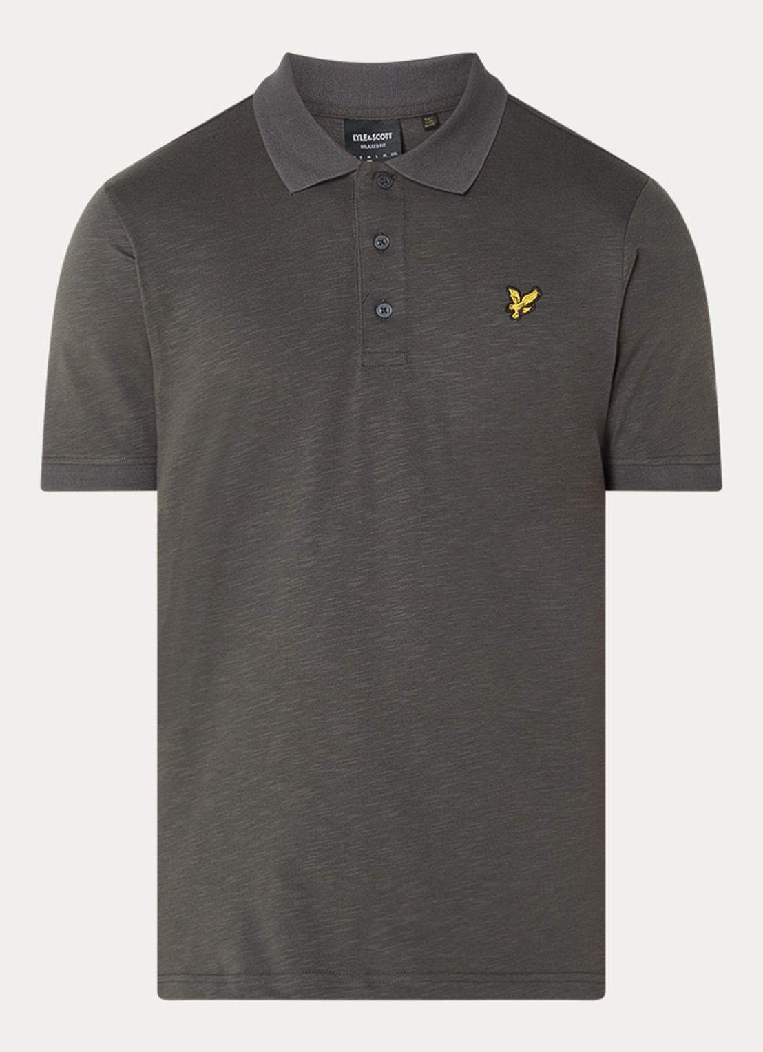 Lyle & Scott Fine Slub regular fit polo met logo - voorkant 2 antraciet