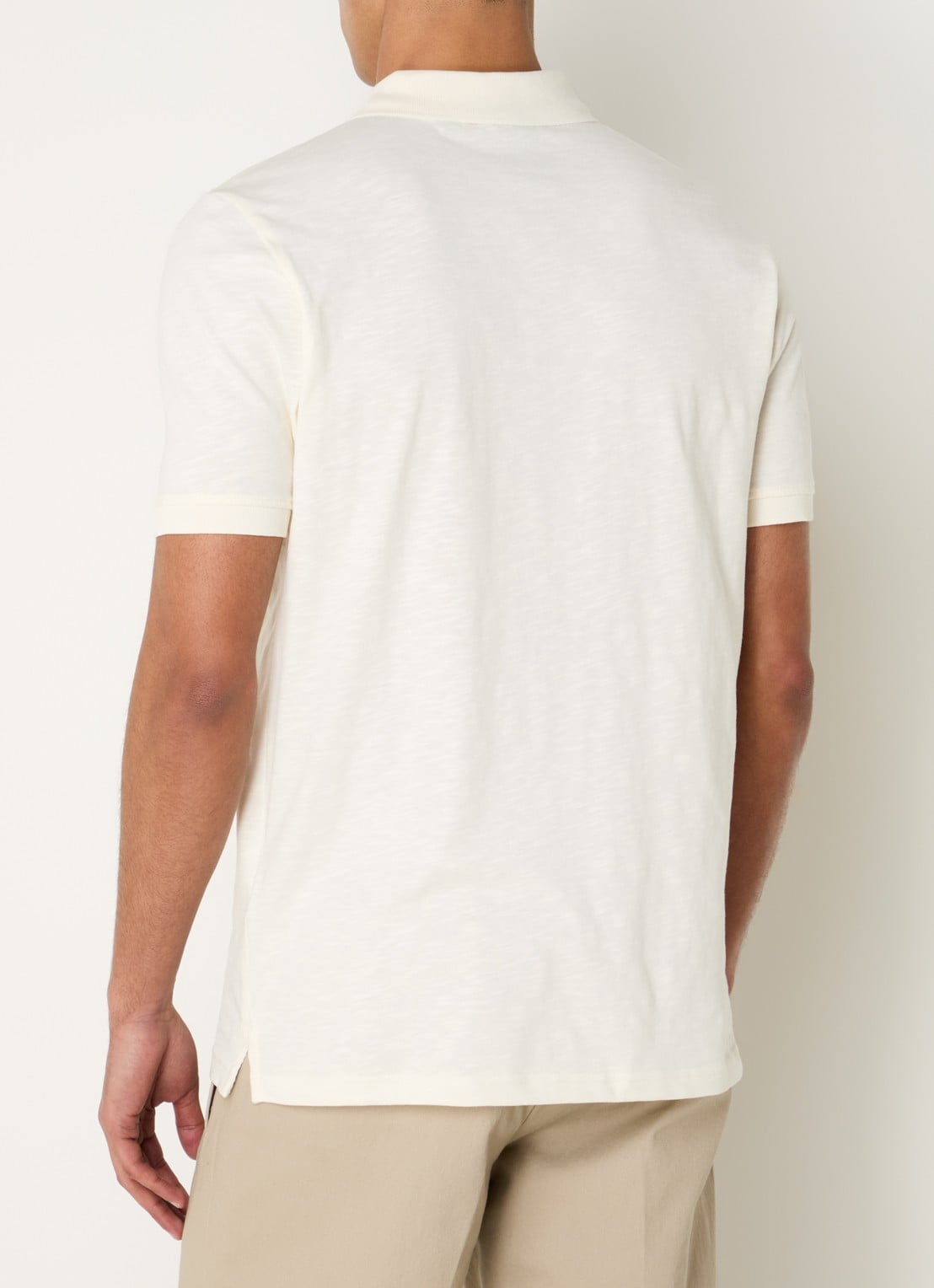 Lyle & Scott Fine Slub regular fit polo met logo - achterkant 4 beige