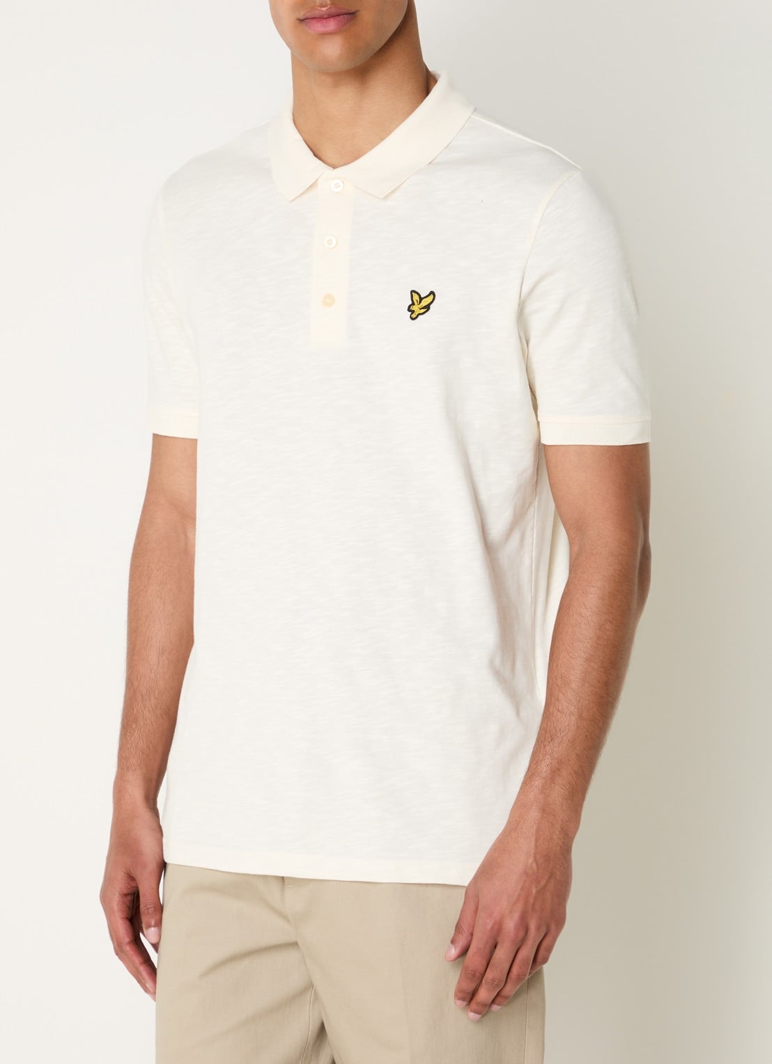 Lyle & Scott Fine Slub regular fit polo met logo - detail 3 beige