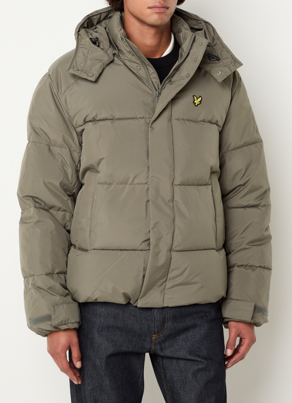 Lyle & Scott Gewatteerd jack met afneembare capuchon - detail mosgroen