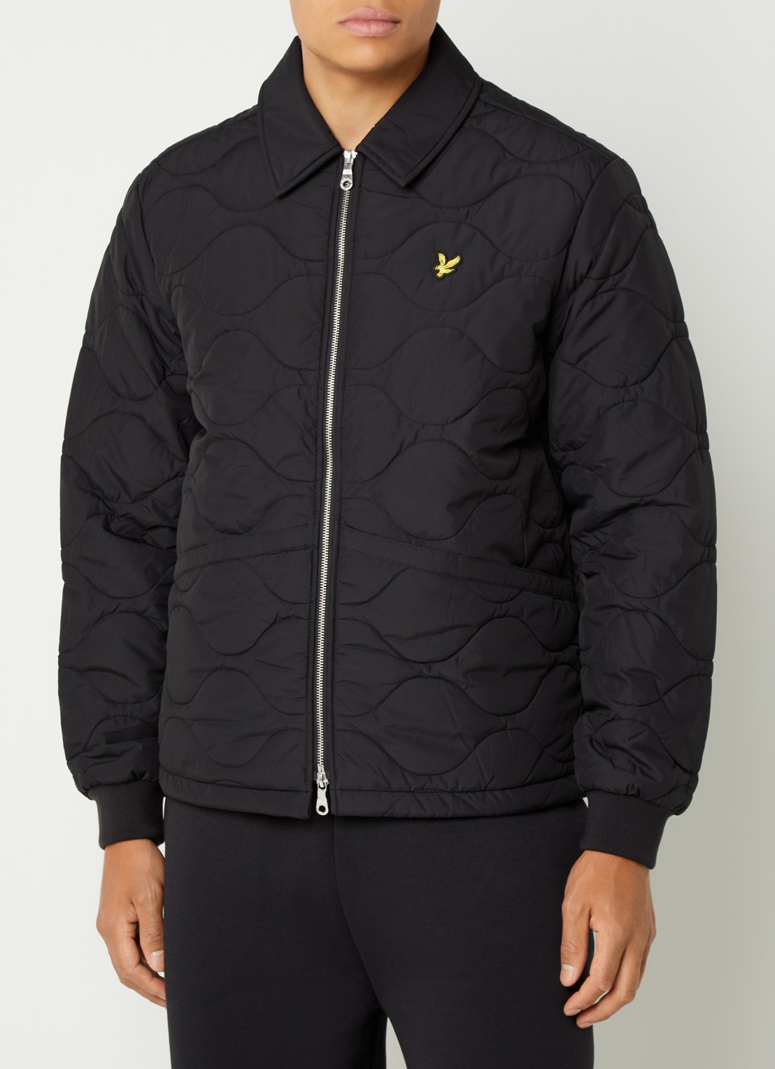 Lyle & Scott Gewatteerd jack met quilt patroon  - detail 2 zwart