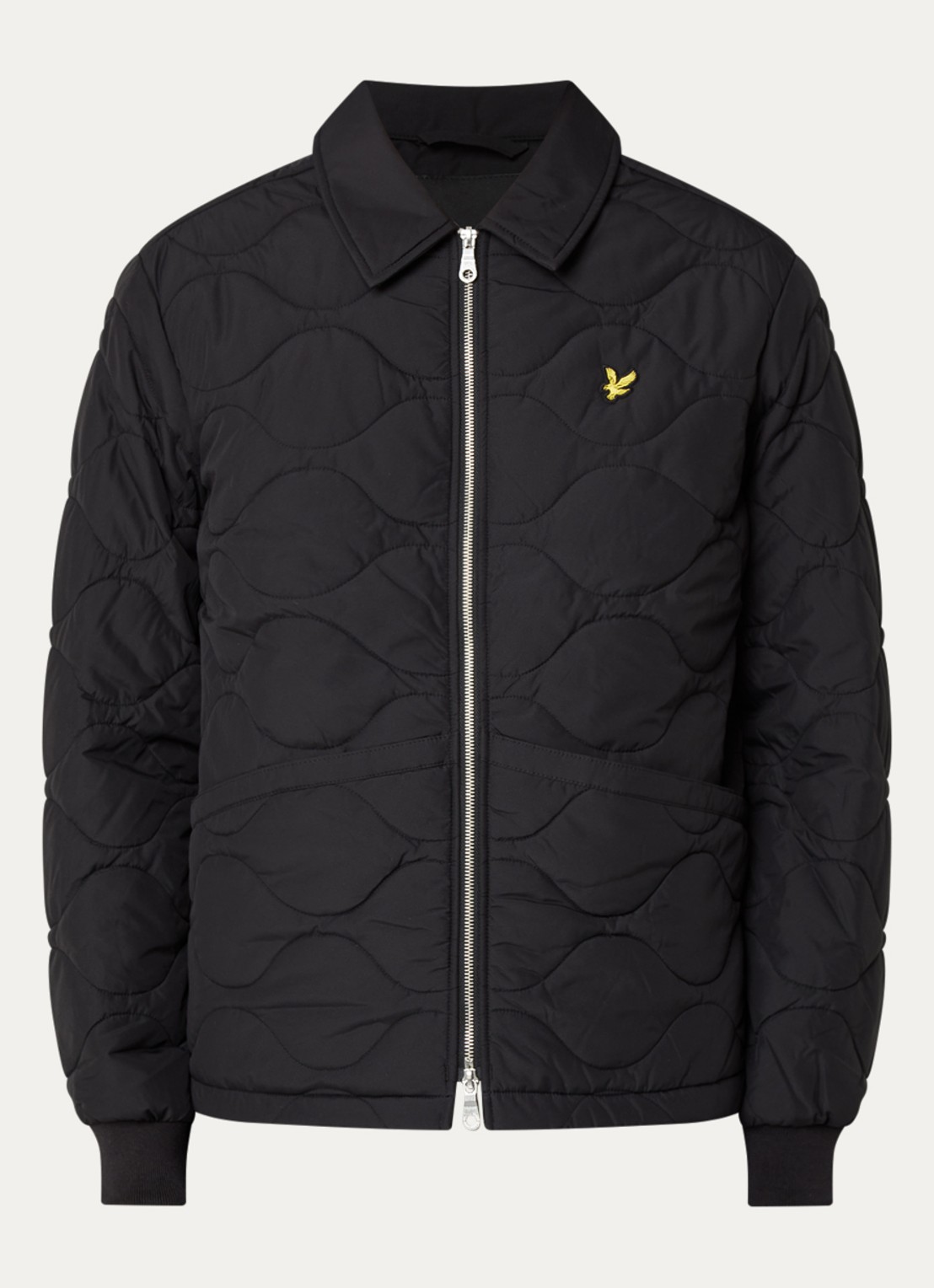 Lyle & Scott Gewatteerd jack met quilt patroon  - voorkant 3 zwart