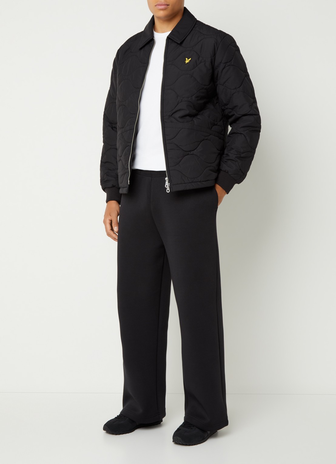 Lyle & Scott Gewatteerd jack met quilt patroon  - voorkant 4 zwart