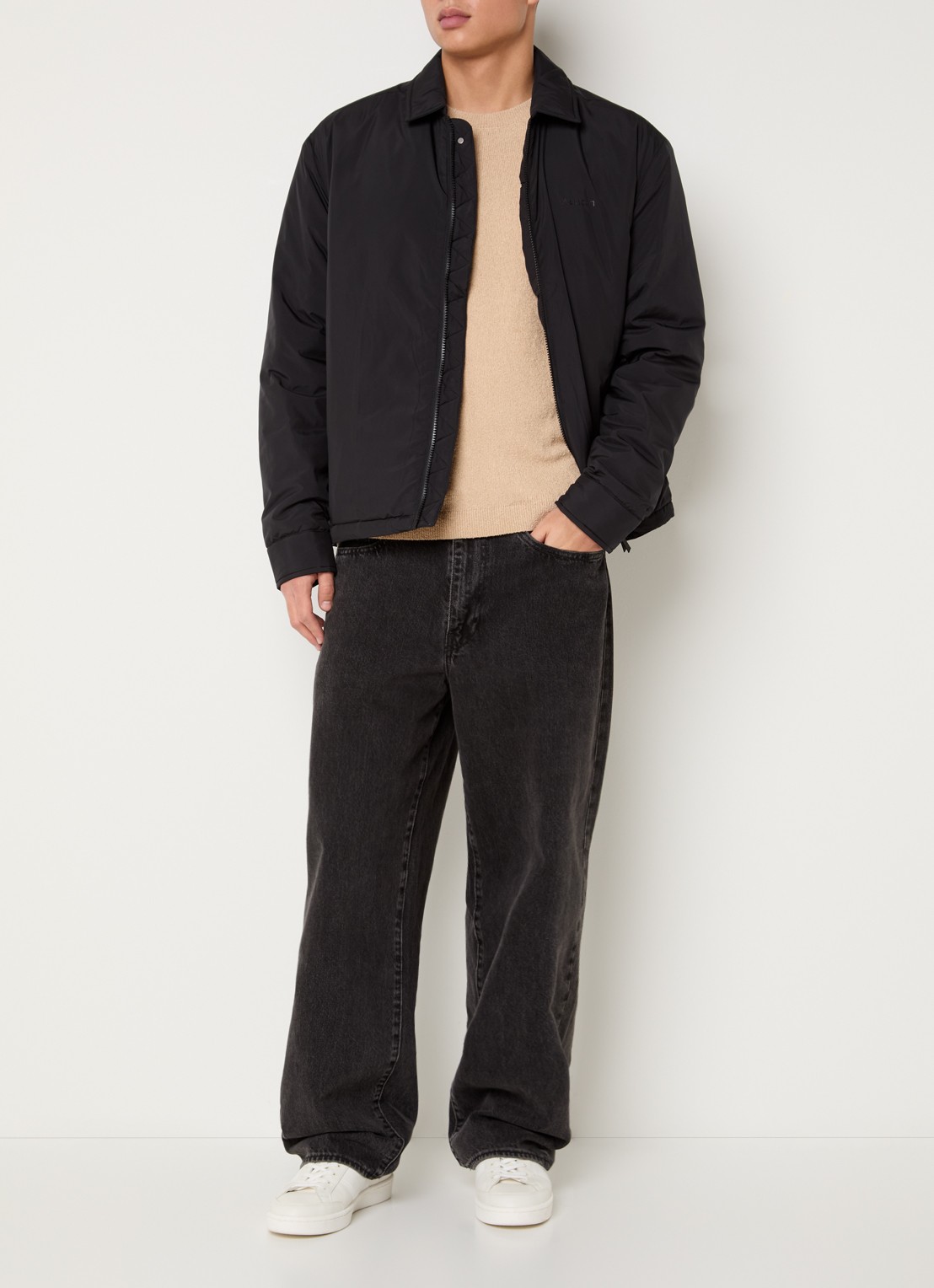 Lyle & Scott Gewatteerd jack met ritszakken - voorkant 3 zwart
