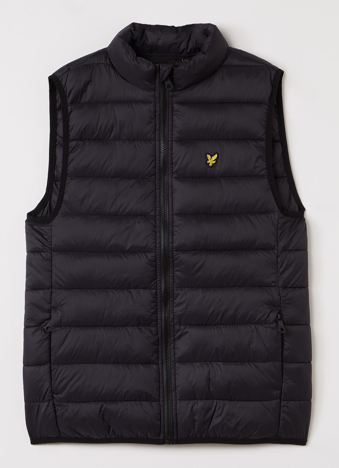 Lyle & Scott Gewatteerde bodywarmer met logo - voorkant 2 zwart