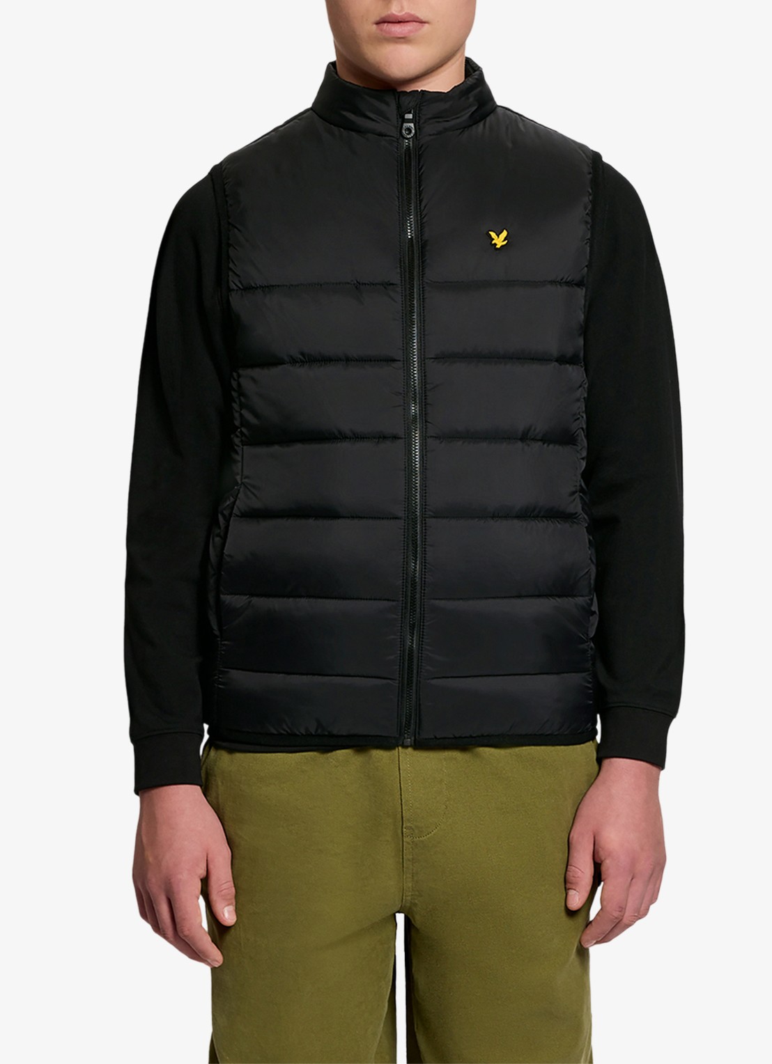 Lyle & Scott Gewatteerde bodywarmer met steekzakken - voorkant zwart