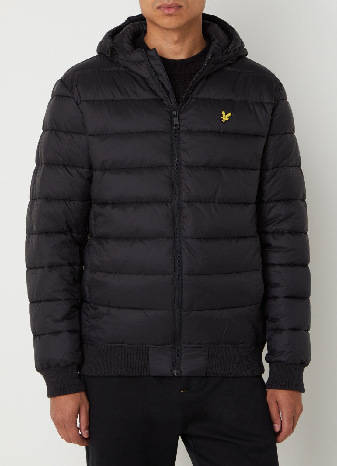 Lyle & Scott Gewatteerde jas met capuchon en logo - detail 2 zwart