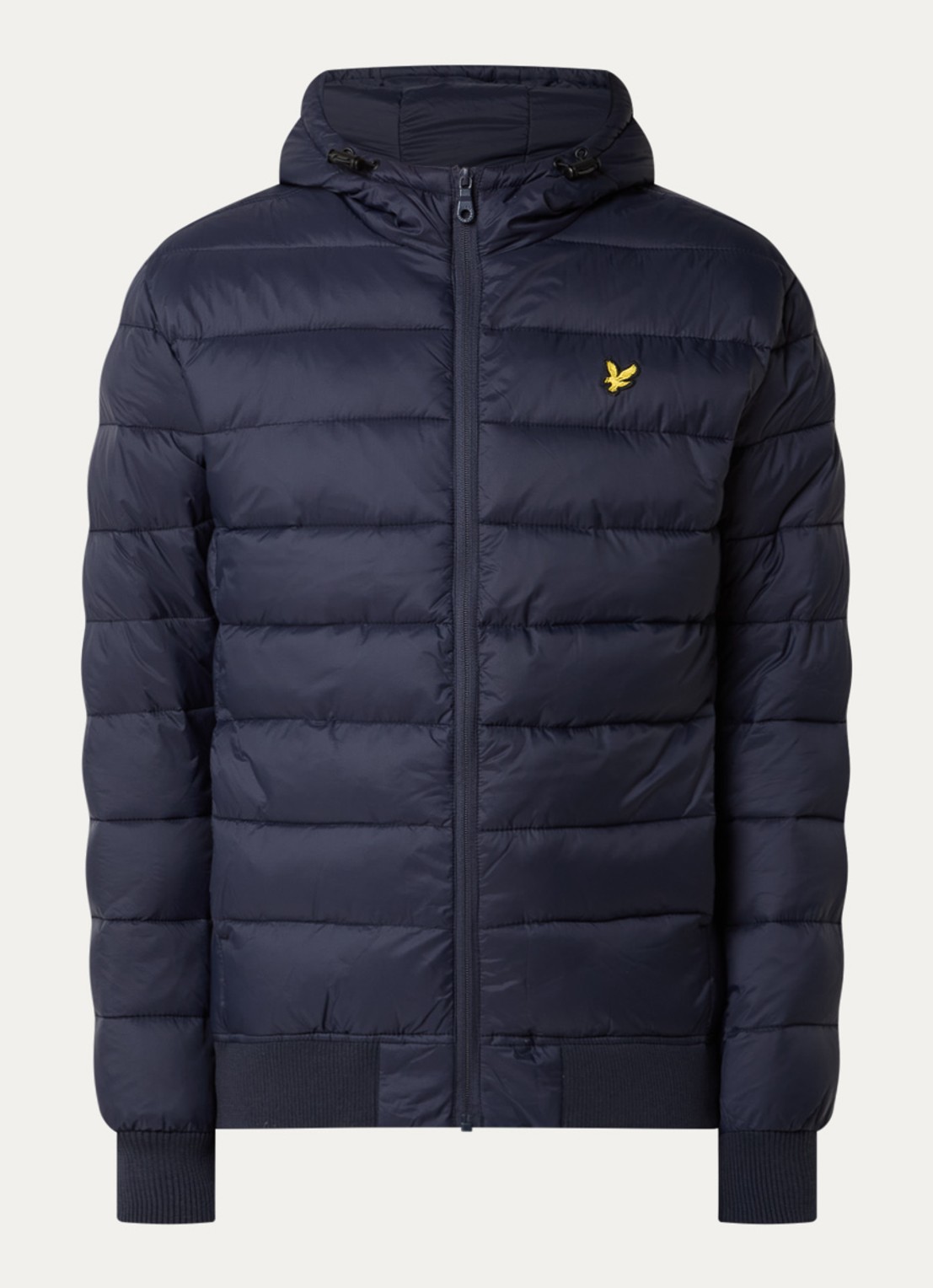 Lyle & Scott Gewatteerde jas met capuchon en logo - voorkant 3 donkerblauw