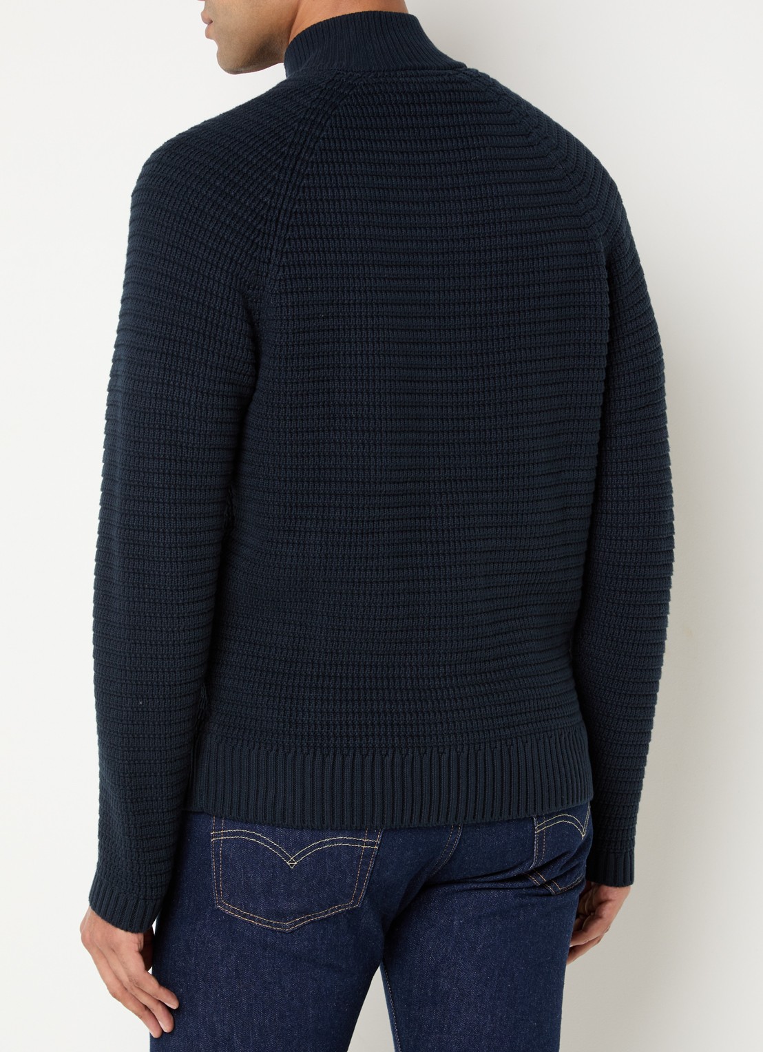 Lyle & Scott Grofgebreid vest met logoborduring - achterkant 4 donkerblauw