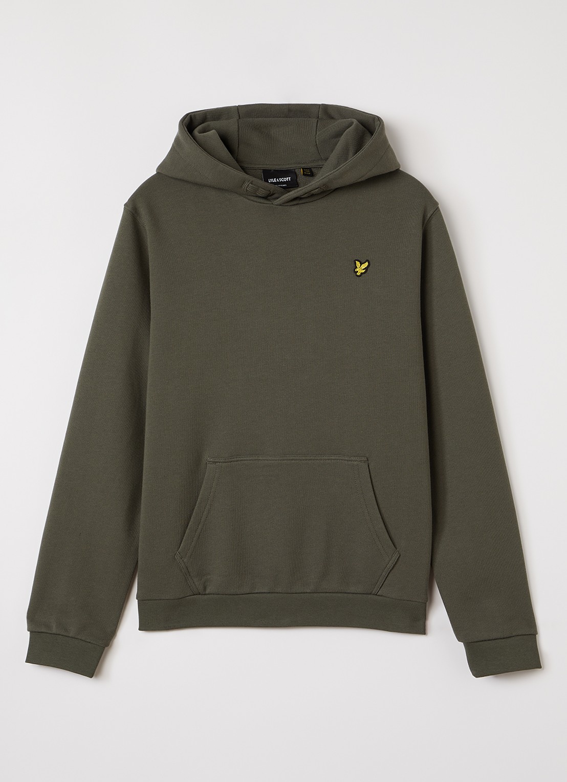Lyle & Scott Hoodie met logoborduring - voorkant legergroen