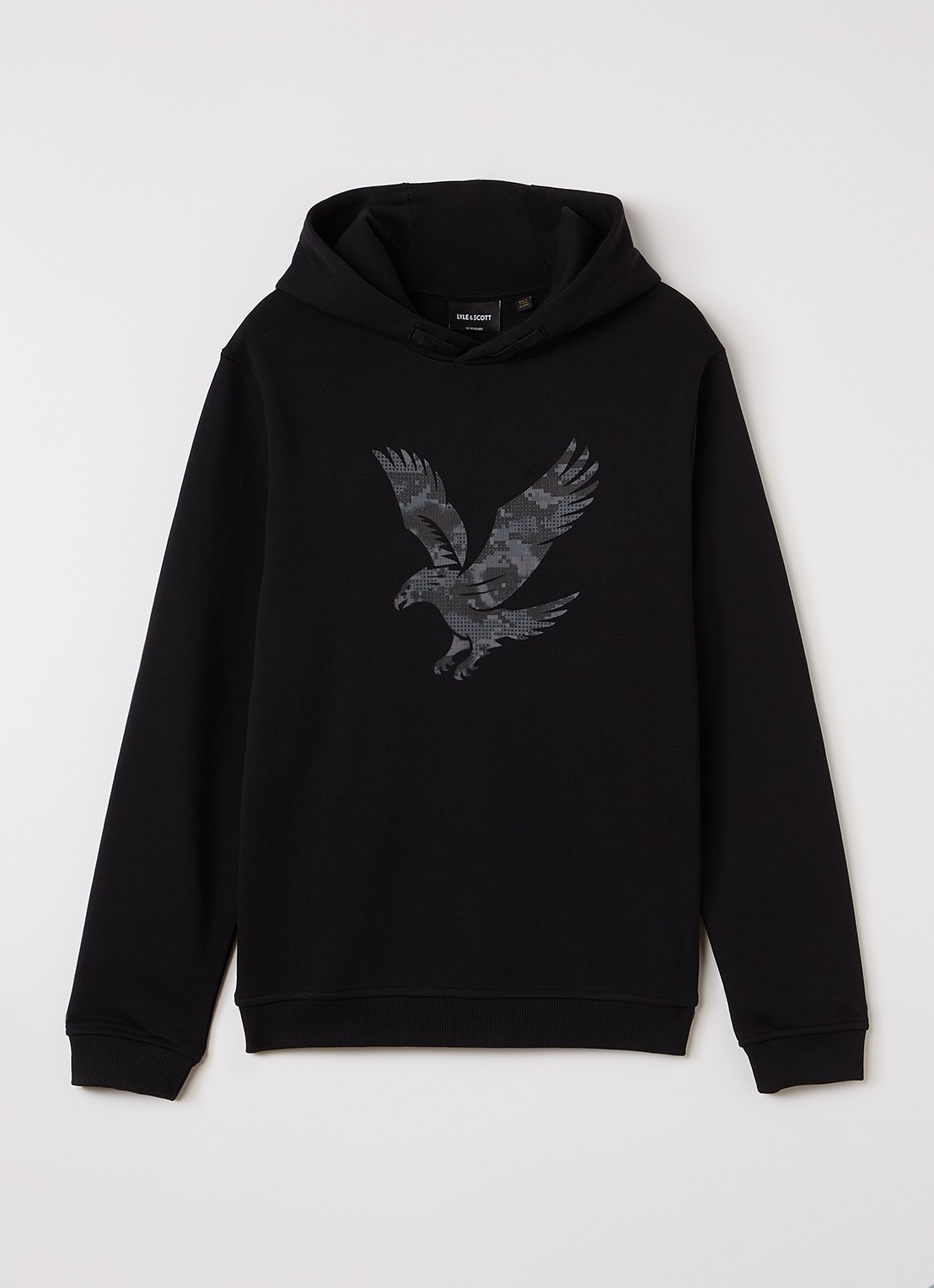 Lyle & Scott Hoodie met logoprint - voorkant zwart