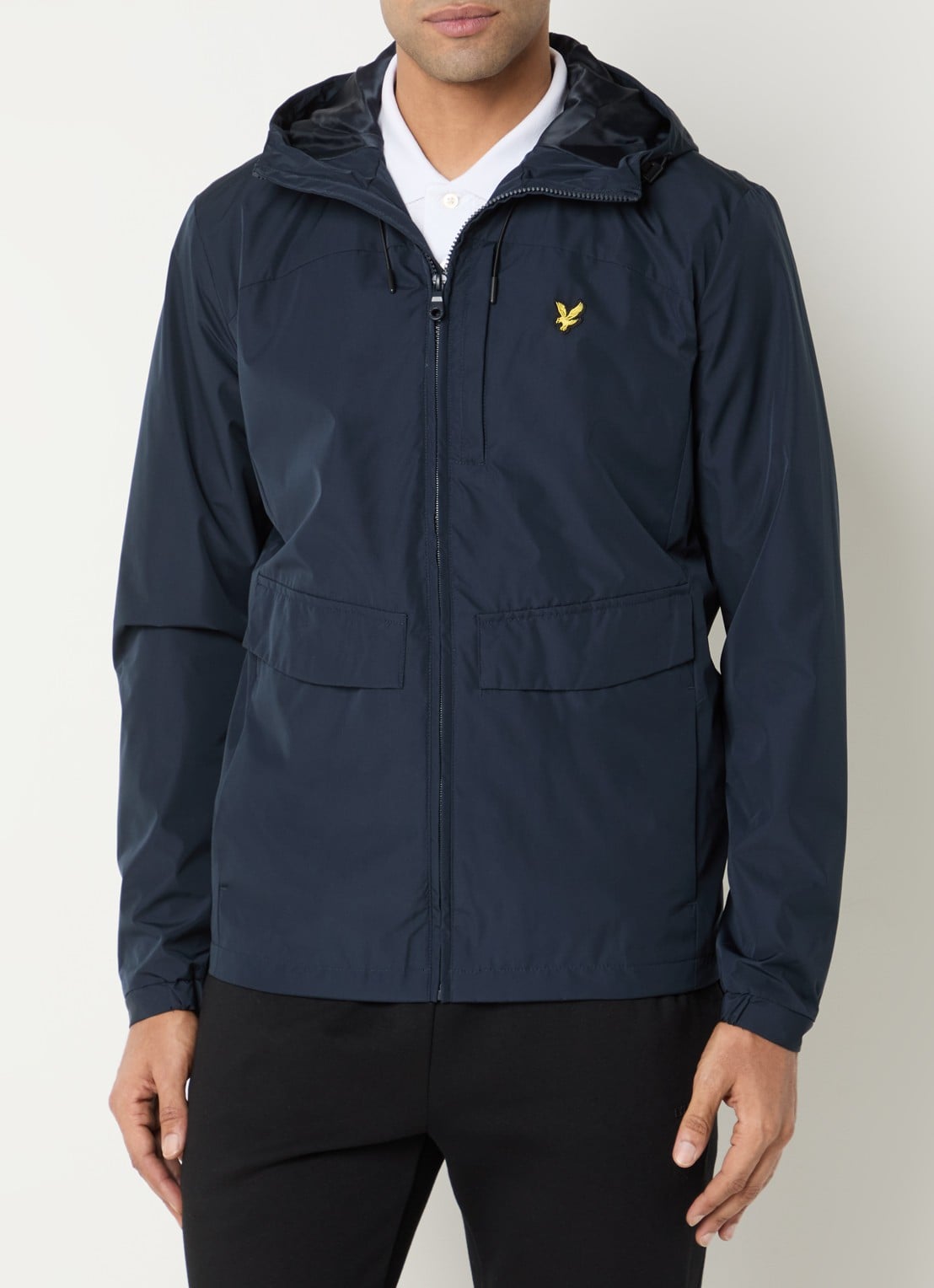 Lyle & Scott Jack met logo en capuchon - detail 2 donkerblauw