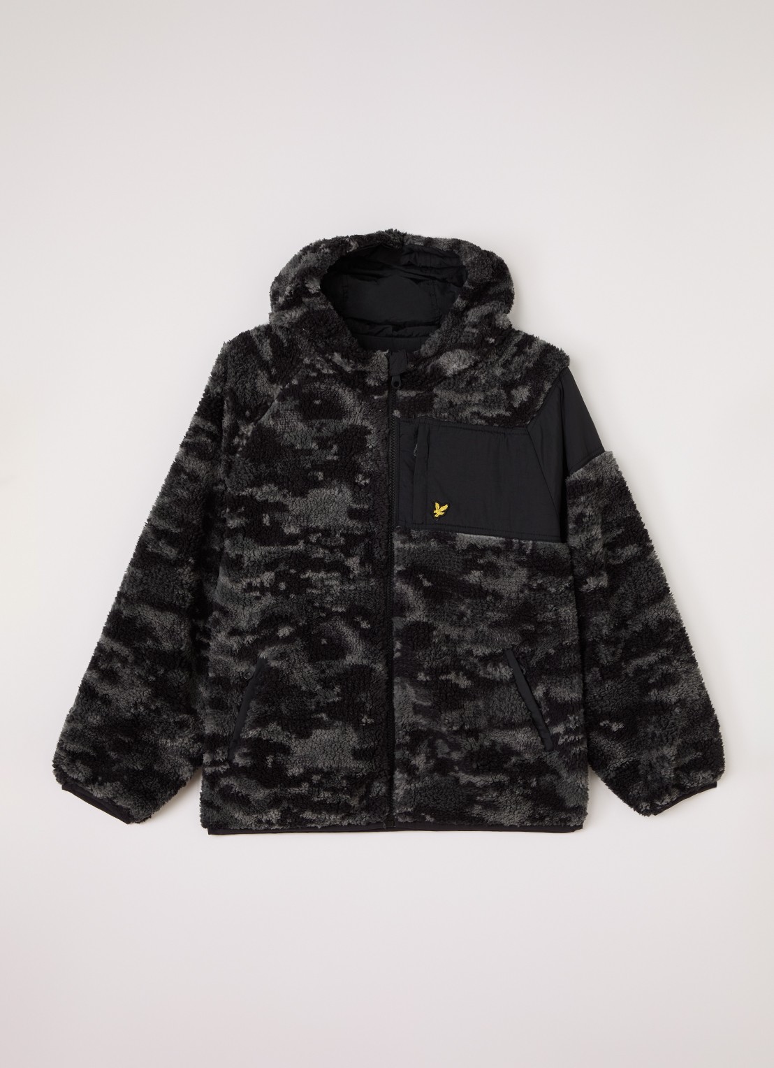 Lyle & Scott Jack van teddy met capuchon - voorkant 2 antraciet