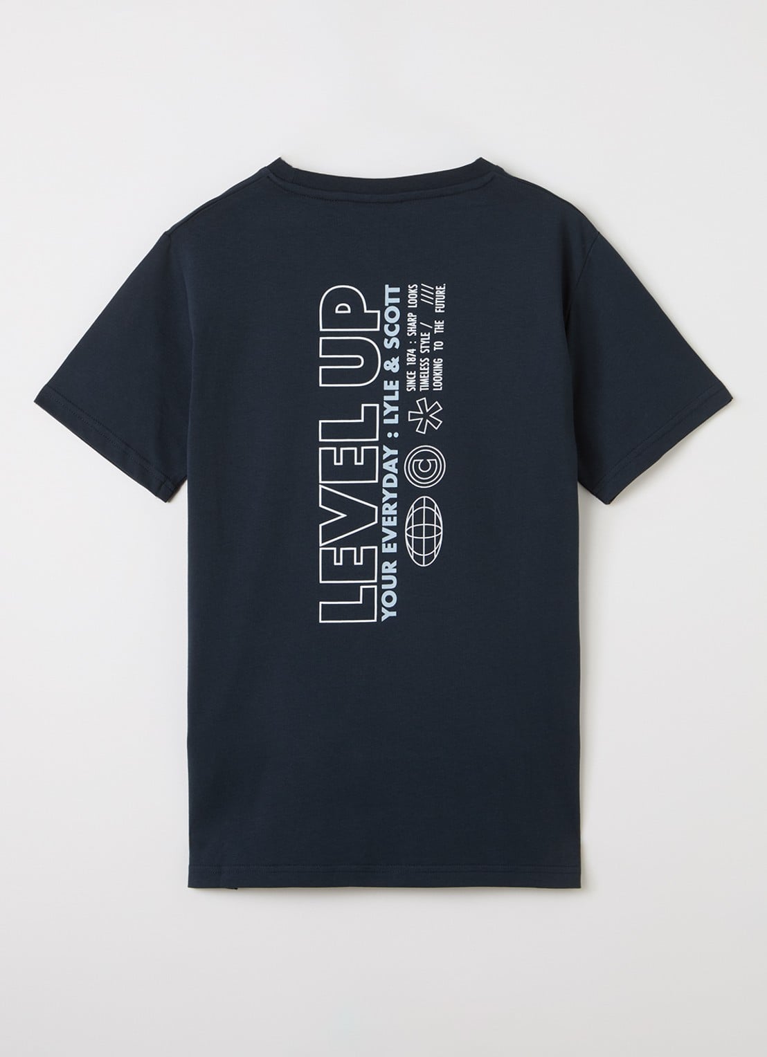 Lyle & Scott Level Up T-shirt met logo - voorkant 2 donkerblauw
