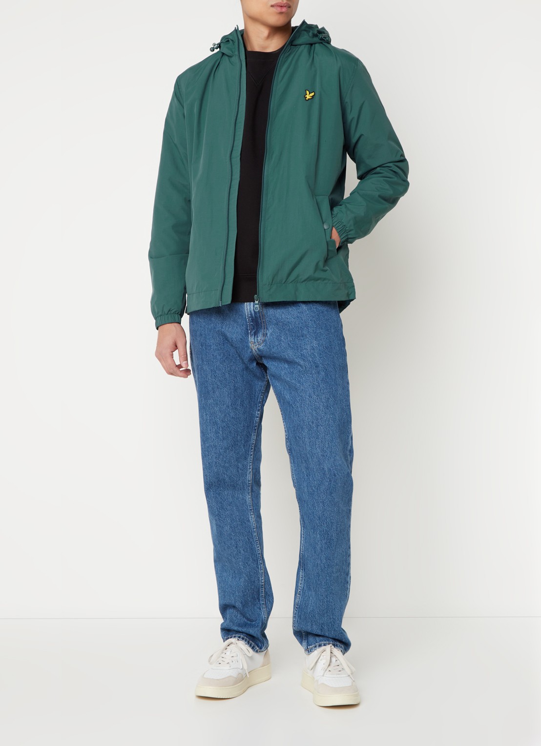Lyle & Scott Lichtgewicht jack met capuchon - voorkant 4 donkergroen