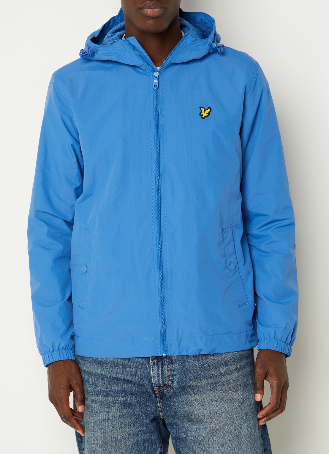 Lyle & Scott Lichtgewicht jack met capuchon - detail 4 blauw