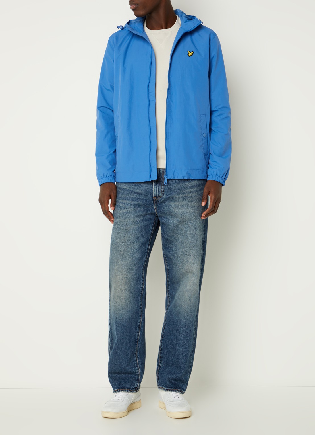 Lyle & Scott Lichtgewicht jack met capuchon - voorkant 3 blauw