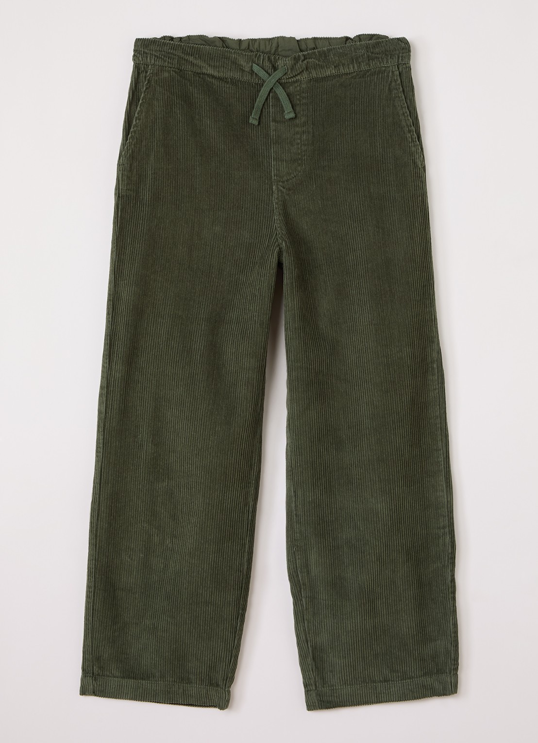Lyle & Scott Loose fit broek van corduroy - voorkant legergroen