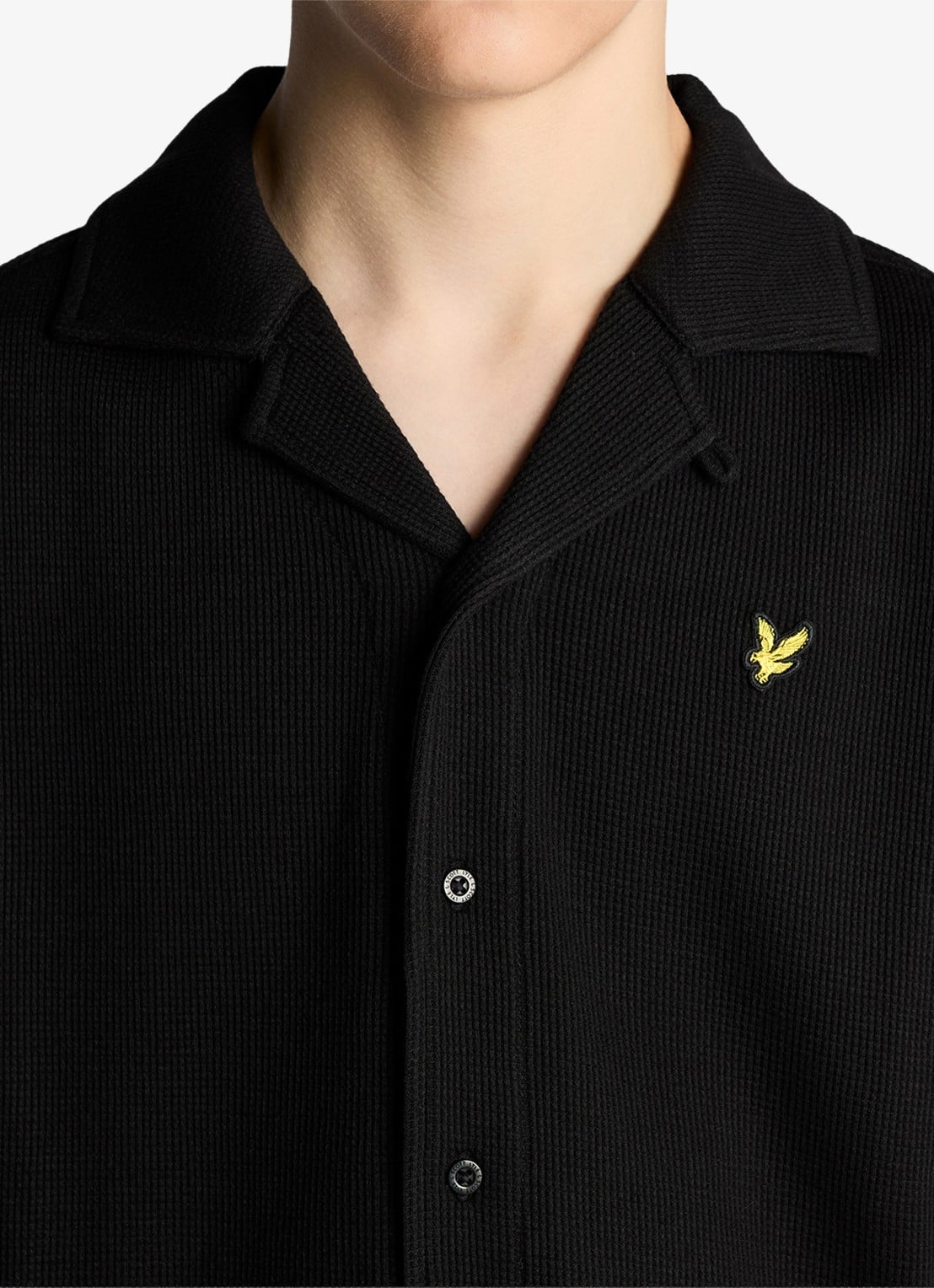 Lyle & Scott Overhemd met structuur en logo - detail 3 zwart