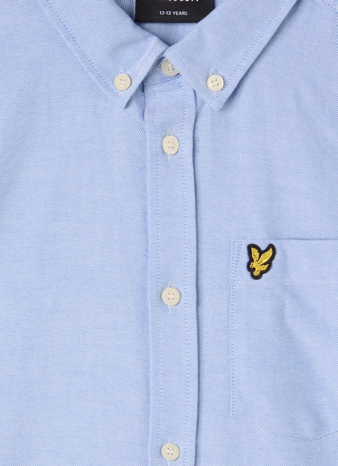 Lyle & Scott Oxford overhemd met logo - detail 3 lichtblauw