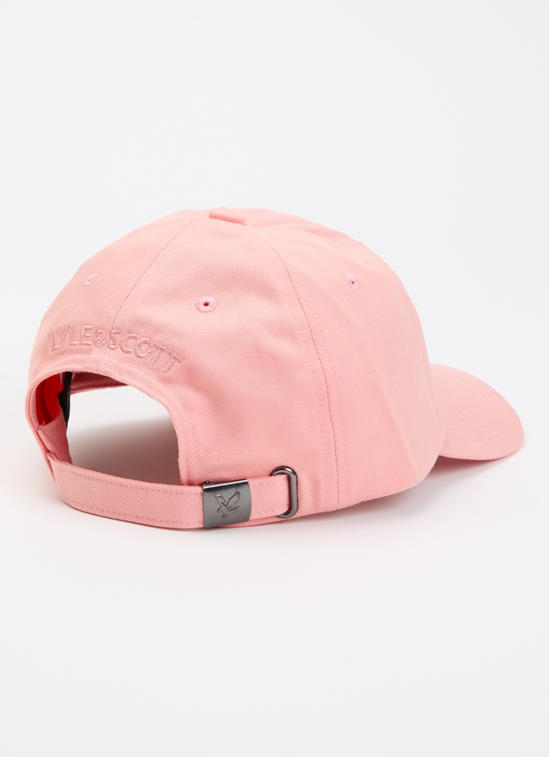 Lyle & Scott Pet met logoborduring - detail zalmroze