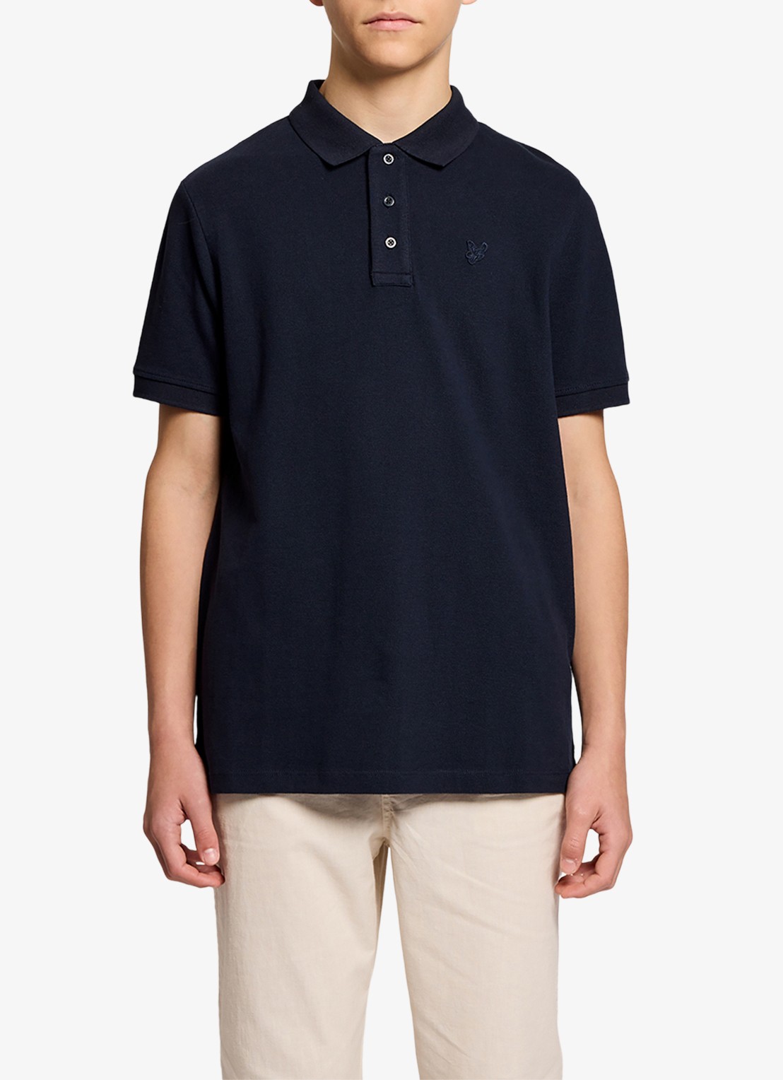 Lyle & Scott Polo in linnenblend - detail 3 donkerblauw