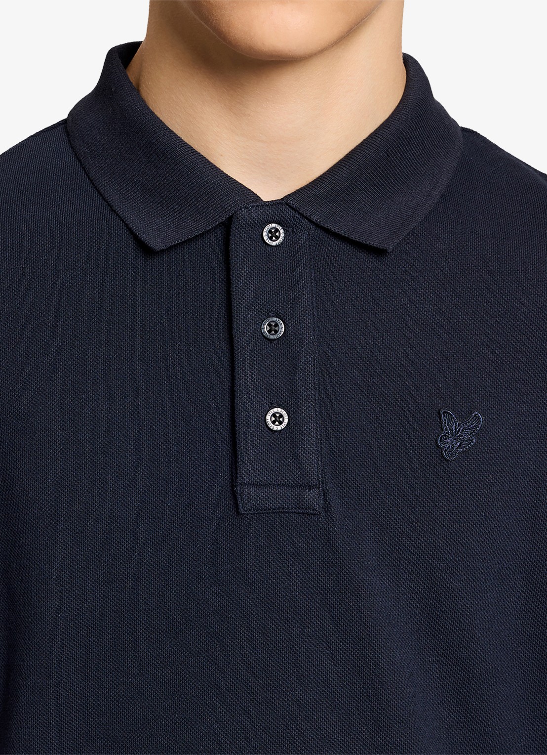 Lyle & Scott Polo in linnenblend - detail 4 donkerblauw