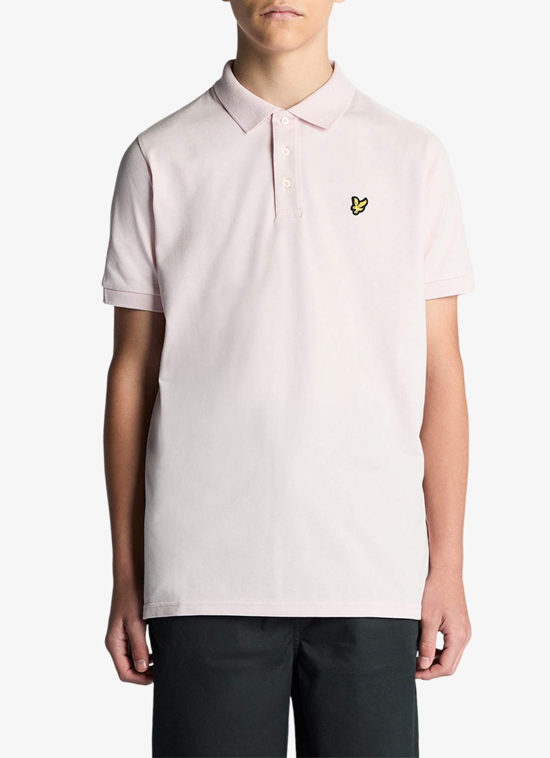 Lyle & Scott Polo met logoborduring - voorkant 2 lichtroze